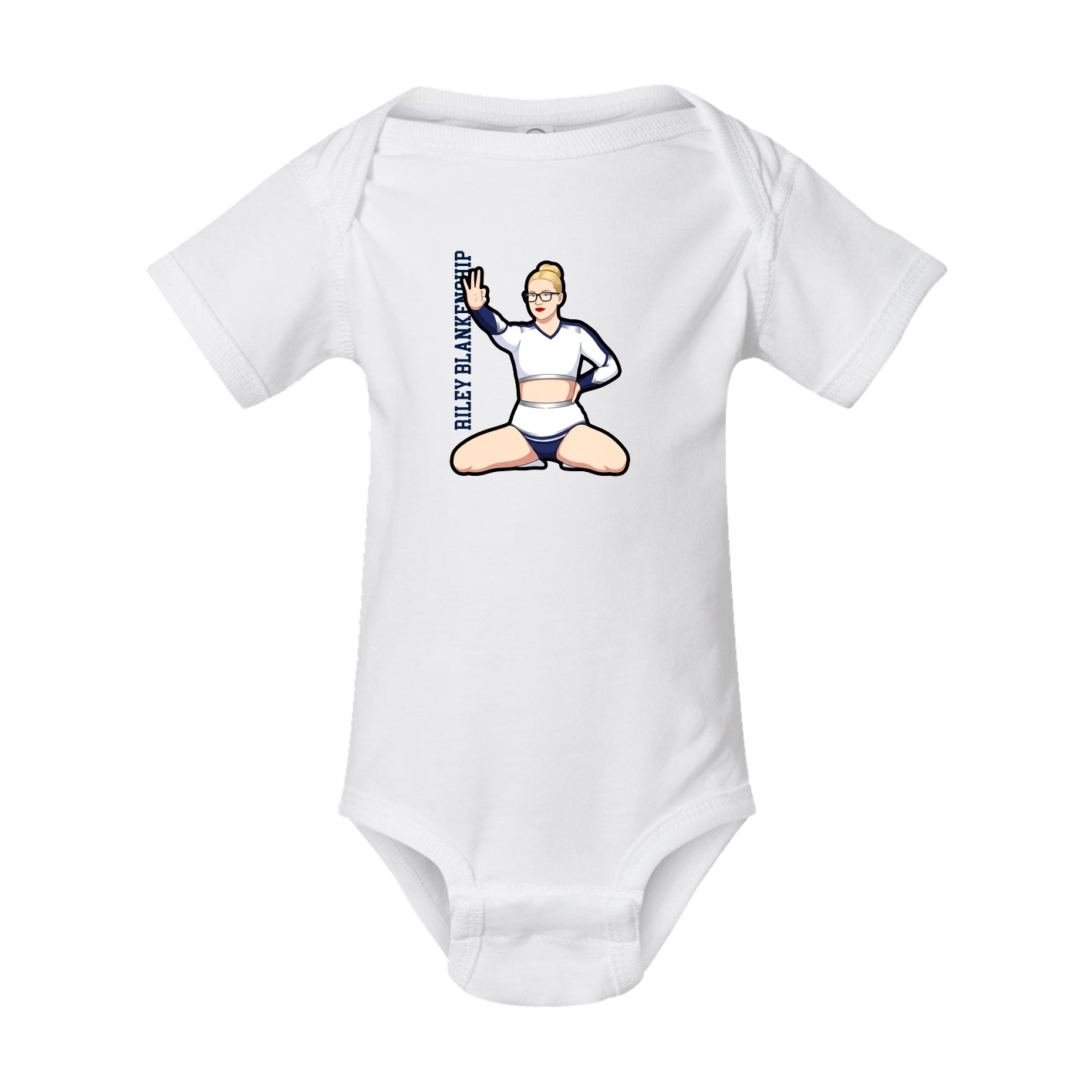 Baby Onesie — Name Vertical in White