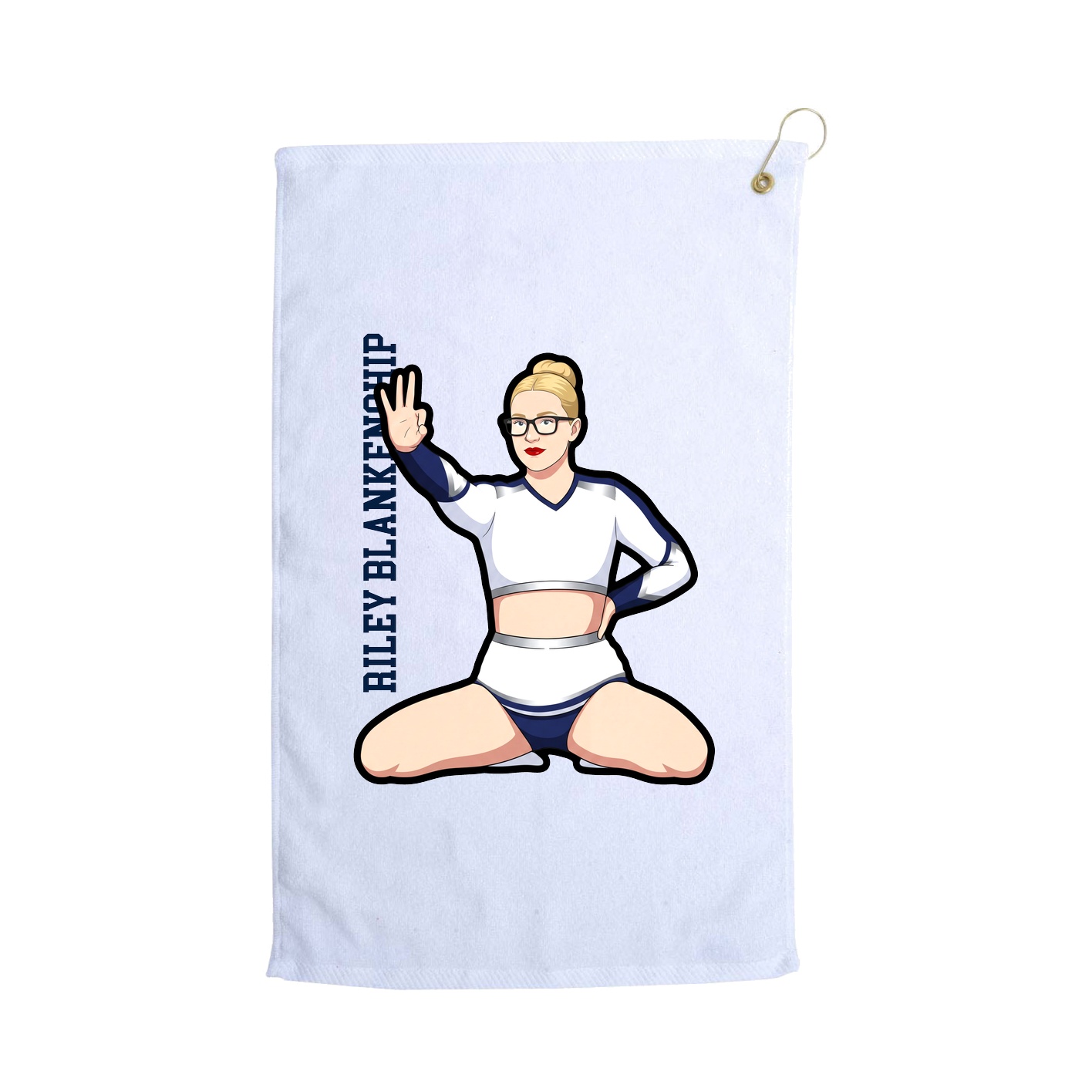 Golf Towel — Name Vertical in White