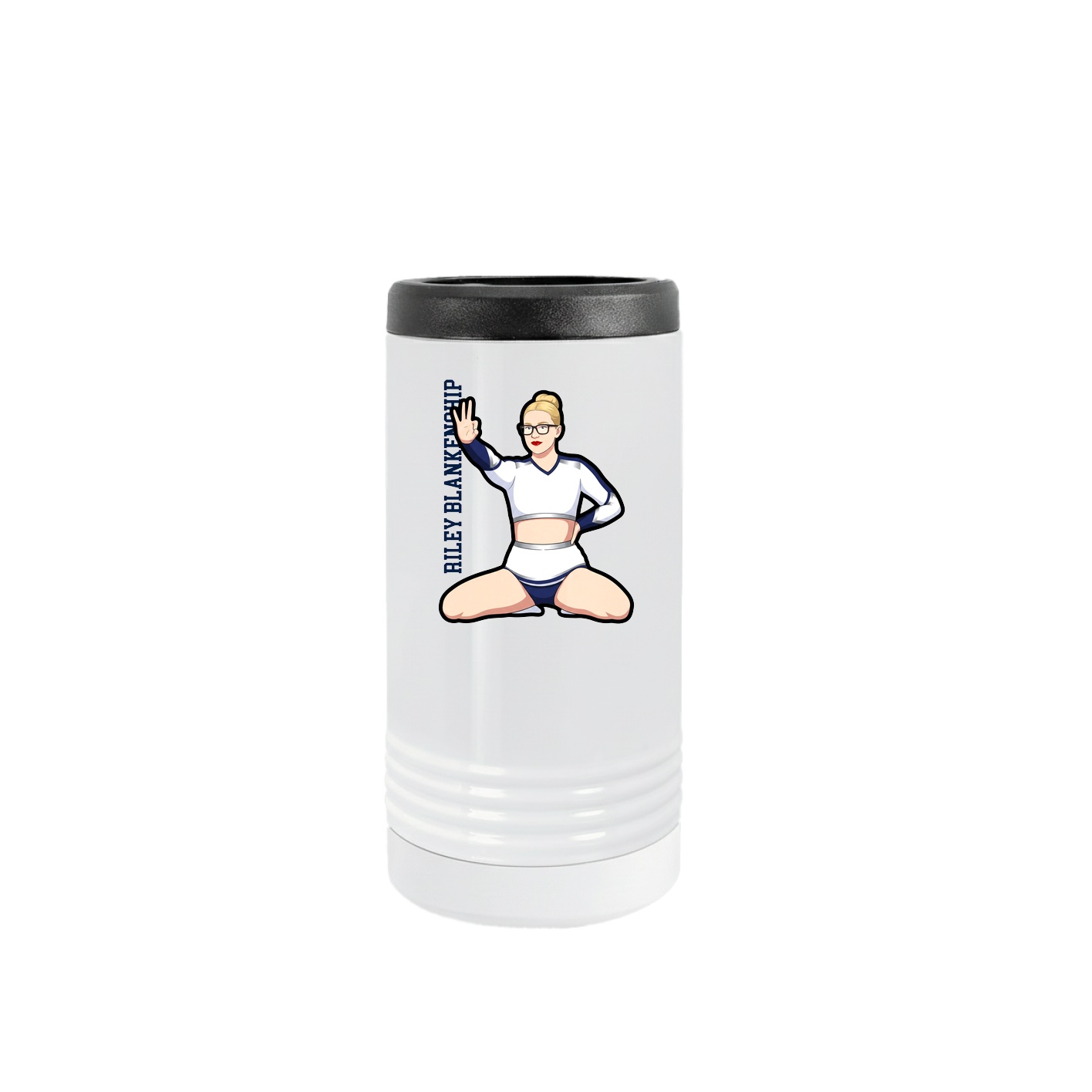 Slim Beverage Holder — Name Vertical in White
