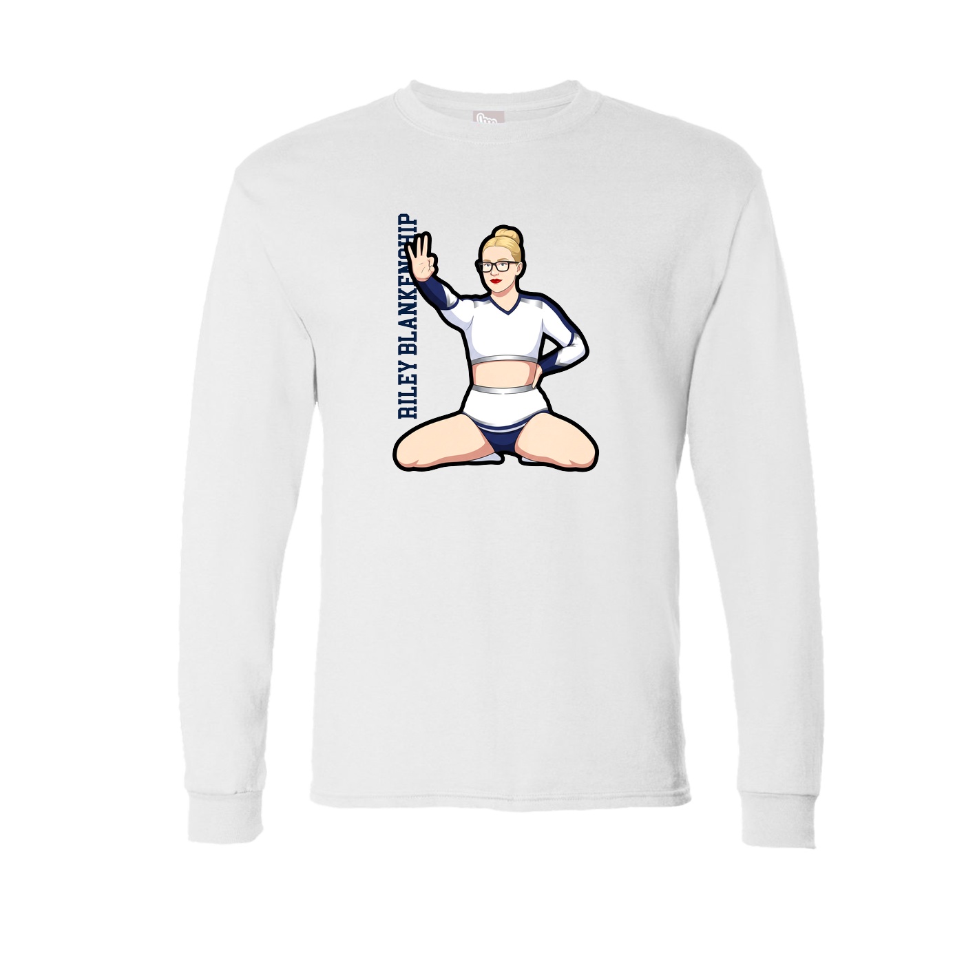 Long Sleeve Tee — Name Vertical in White