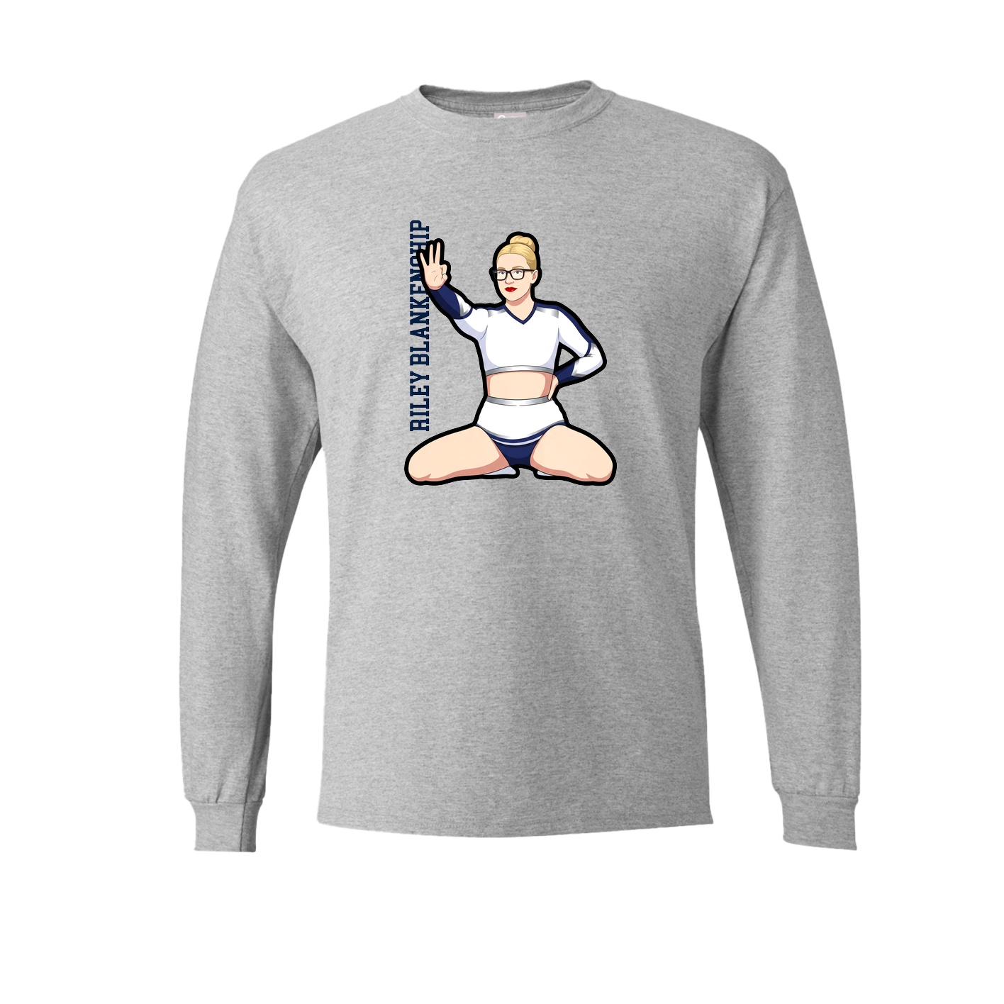 Long Sleeve Tee — Name Vertical in Grey