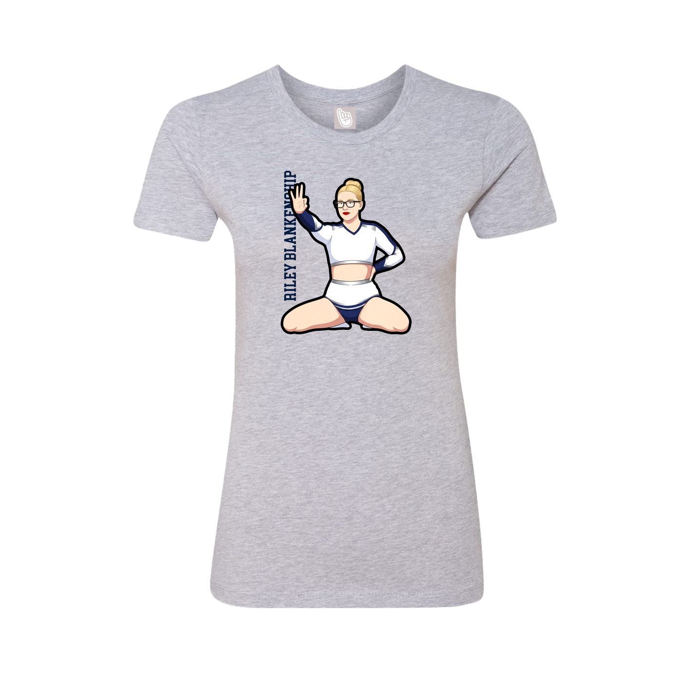 Fitted Women's Tee — Name Vertical in Grey