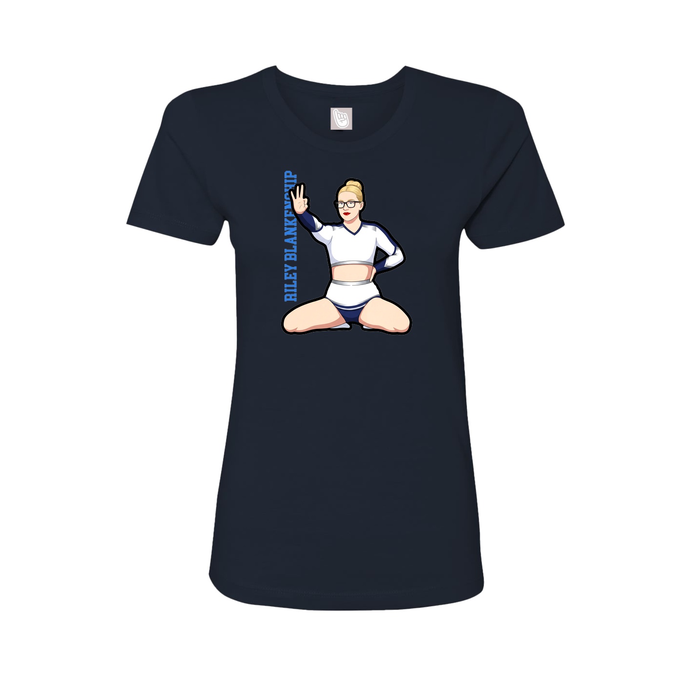 Fitted Women's Tee — Name Vertical in Navy
