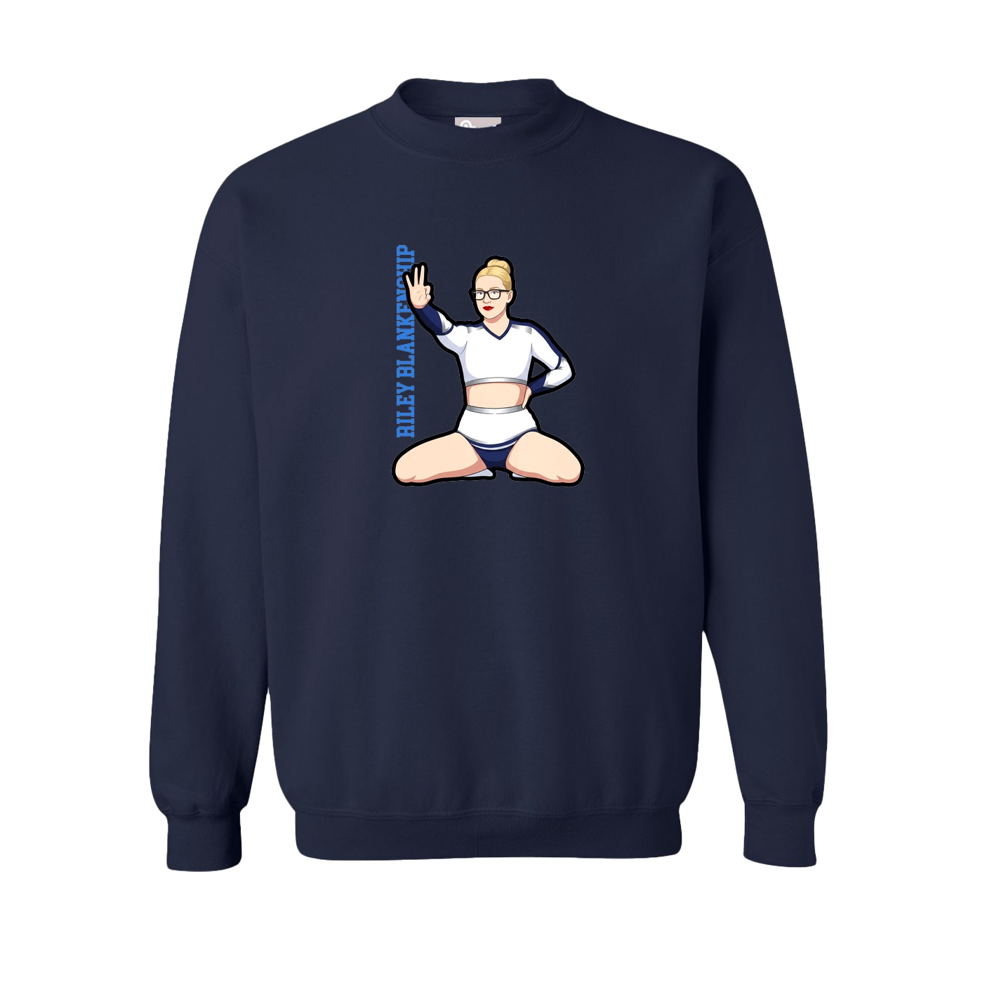 Fleece Crew — Name Vertical in Navy