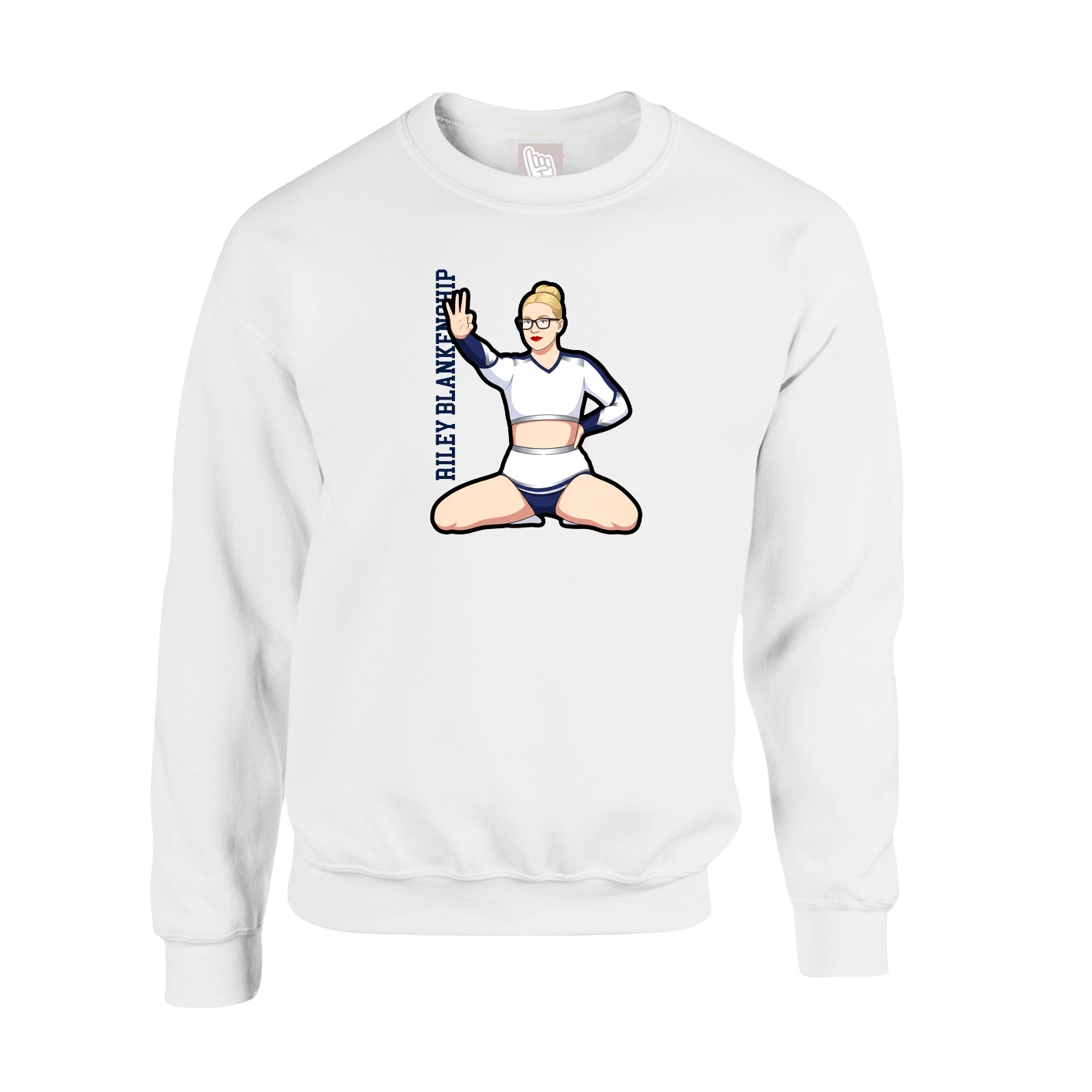 Fleece Crew — Name Vertical in White
