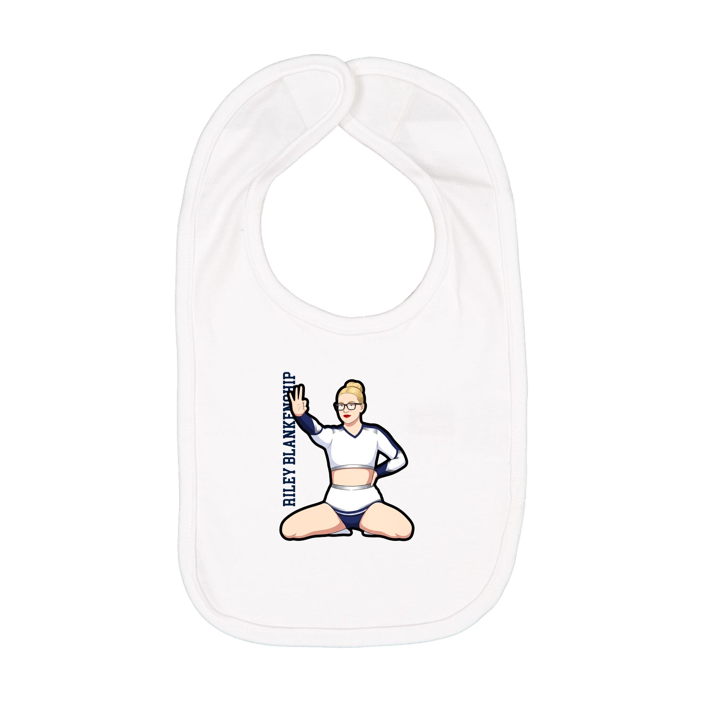 Infant Bib — Name Vertical in White