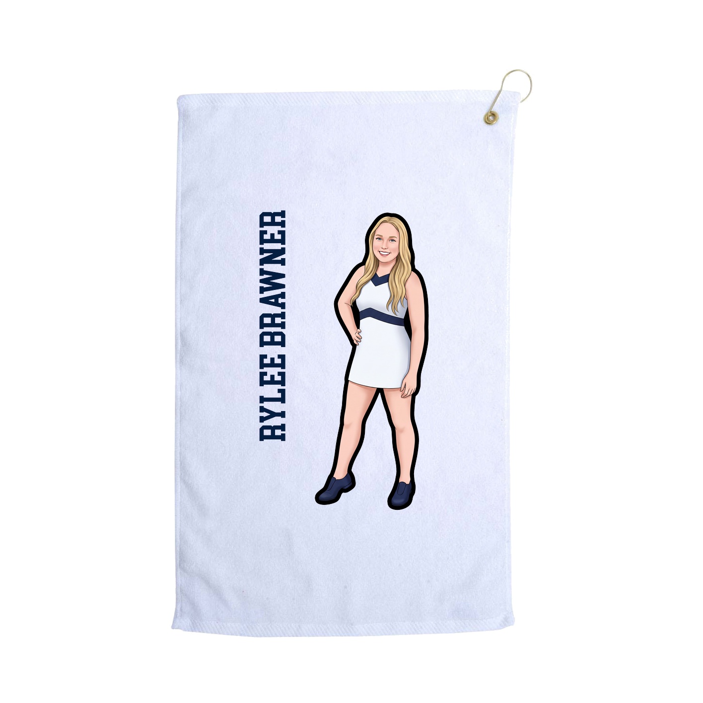 Golf Towel — Name Vertical in White