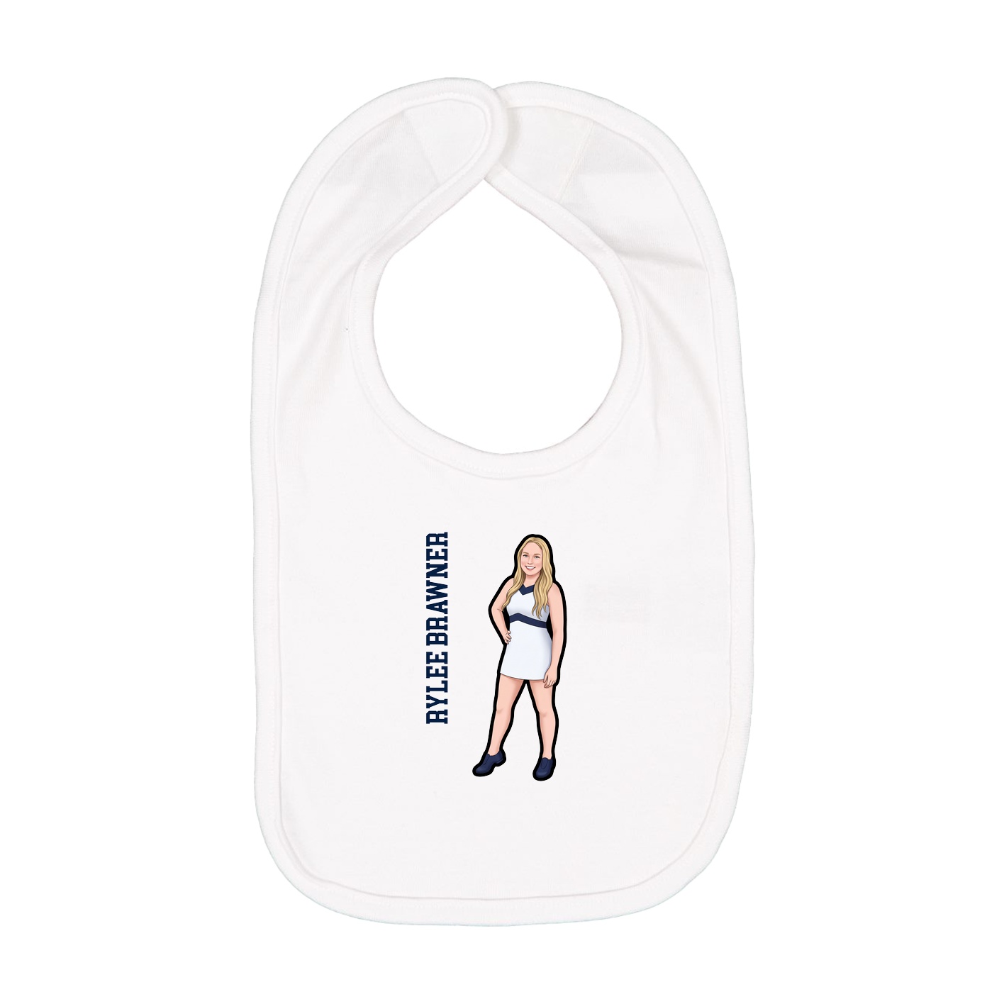 Infant Bib — Name Vertical in White
