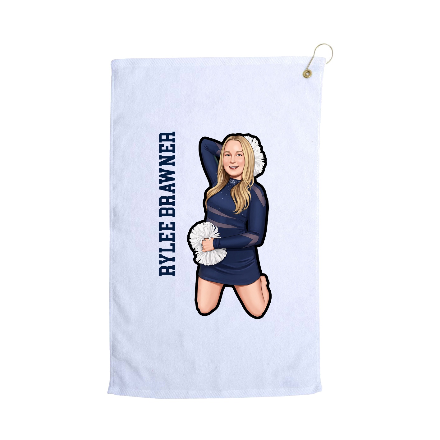 Golf Towel — Name Vertical in White