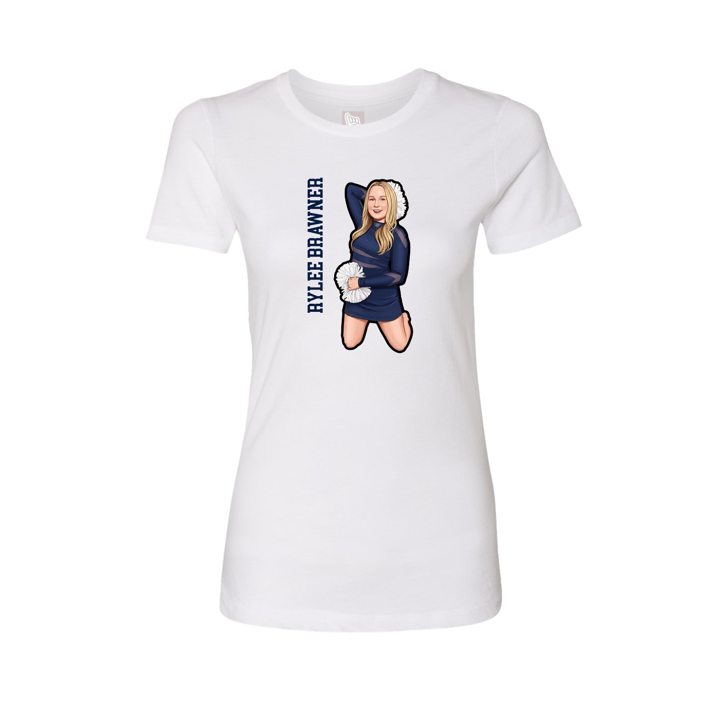 Fitted Women's Tee — Name Vertical in White