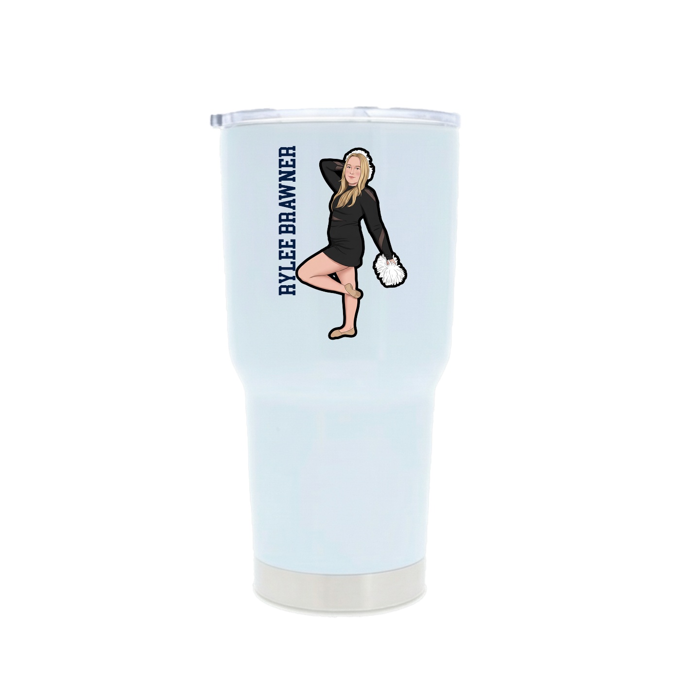 30oz Stainless Steel Tumbler — Name Vertical in White