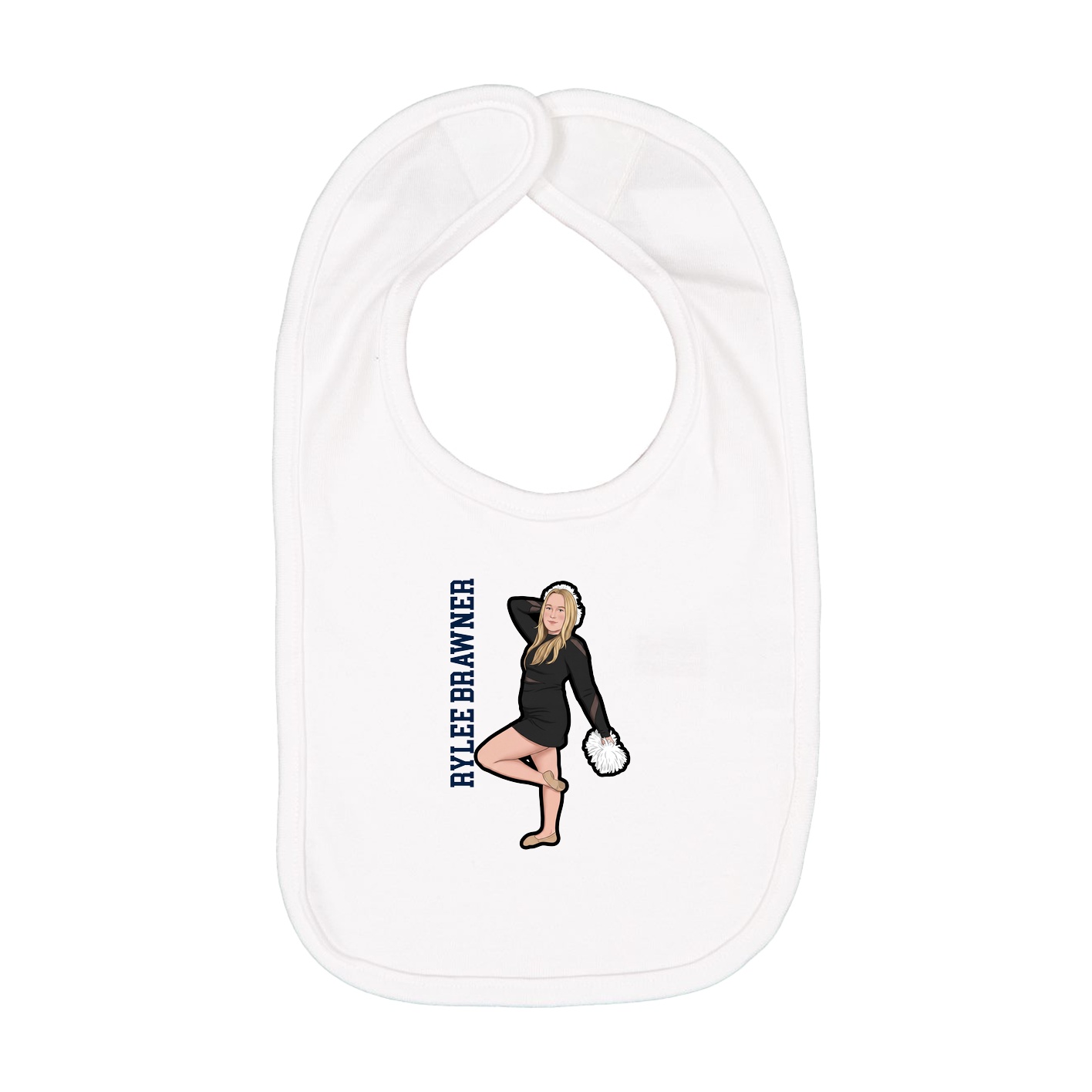 Infant Bib — Name Vertical in White