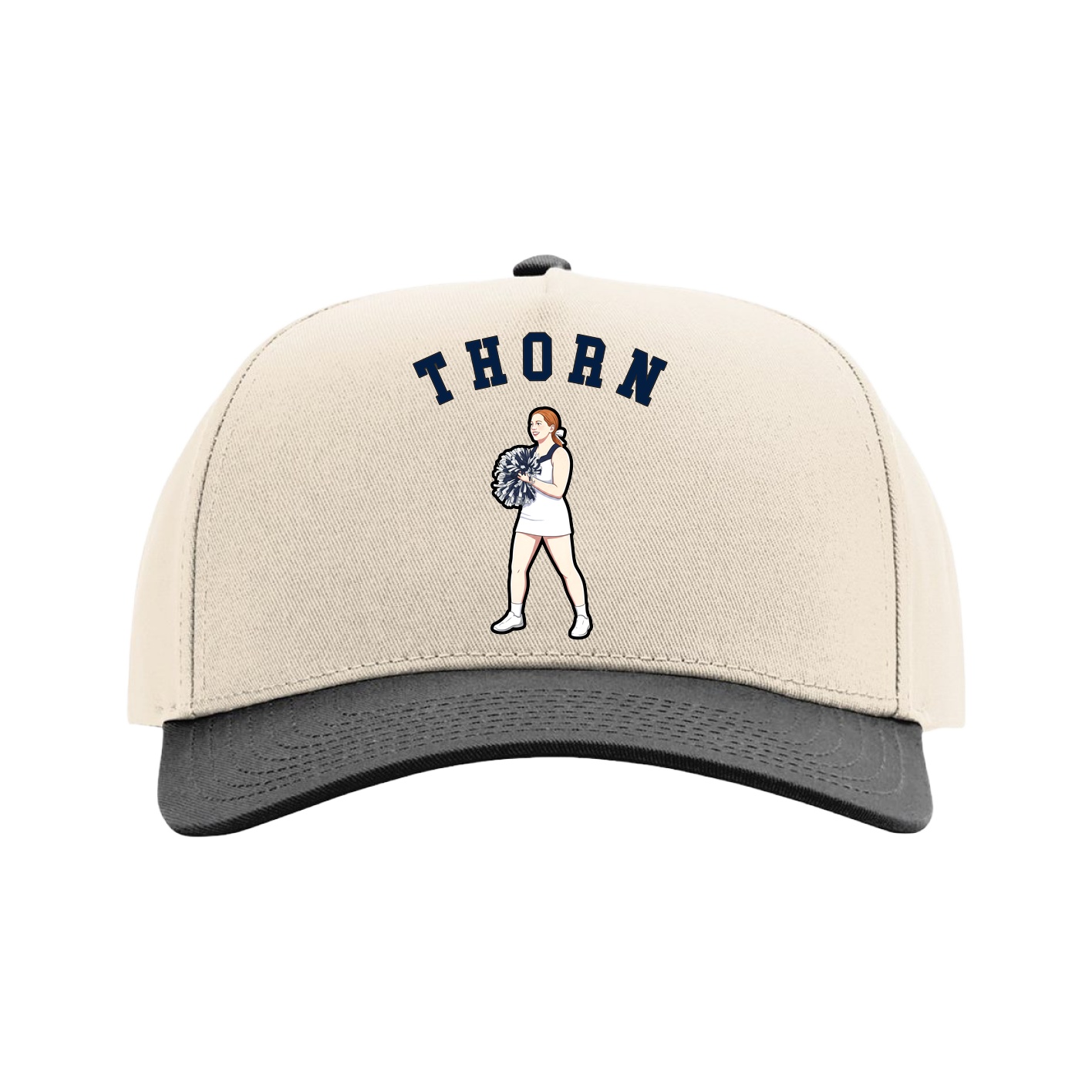 Full Fabric Five-Panel Champ Cap — Shirsey Arch in Cream/Black