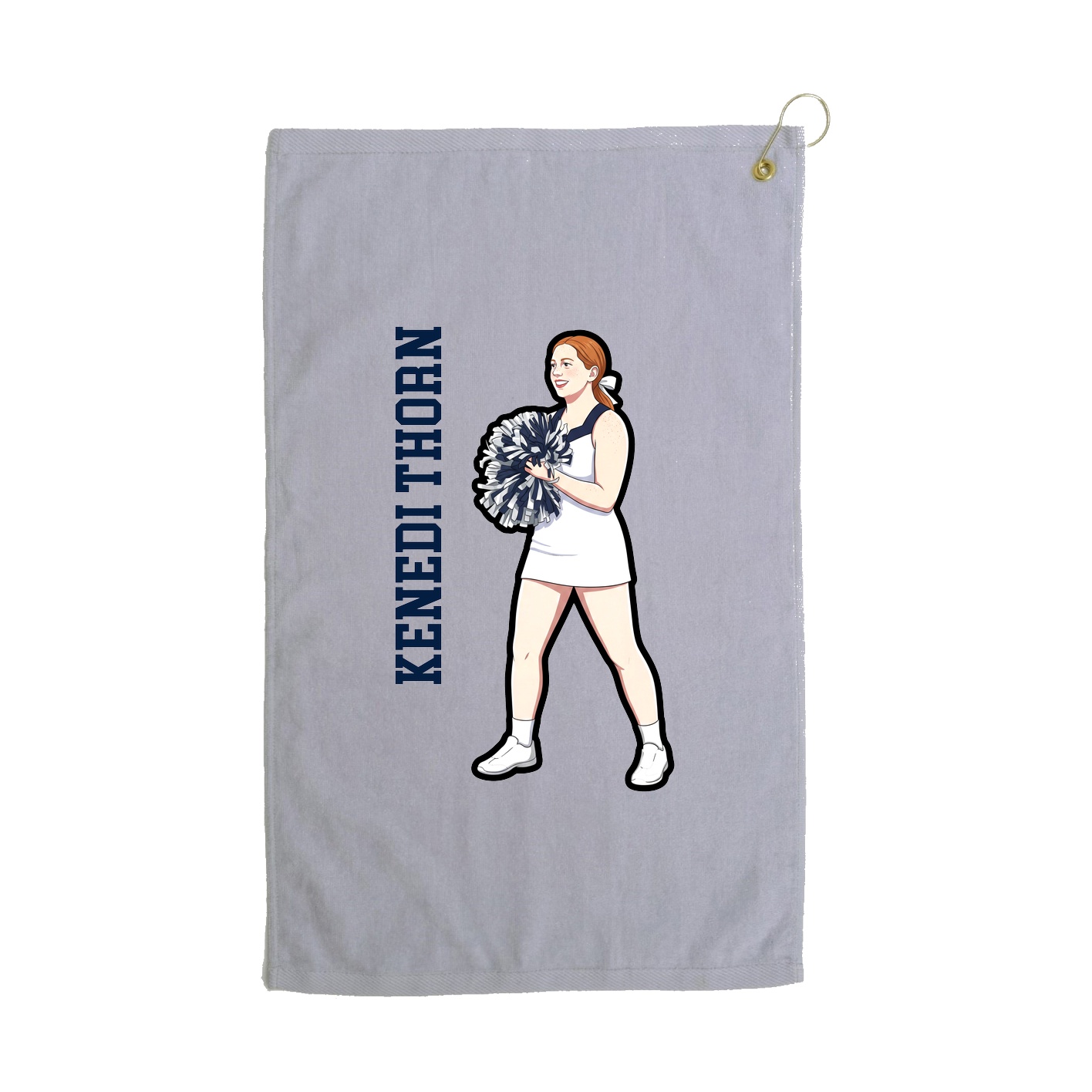 Golf Towel — Name Vertical in Grey