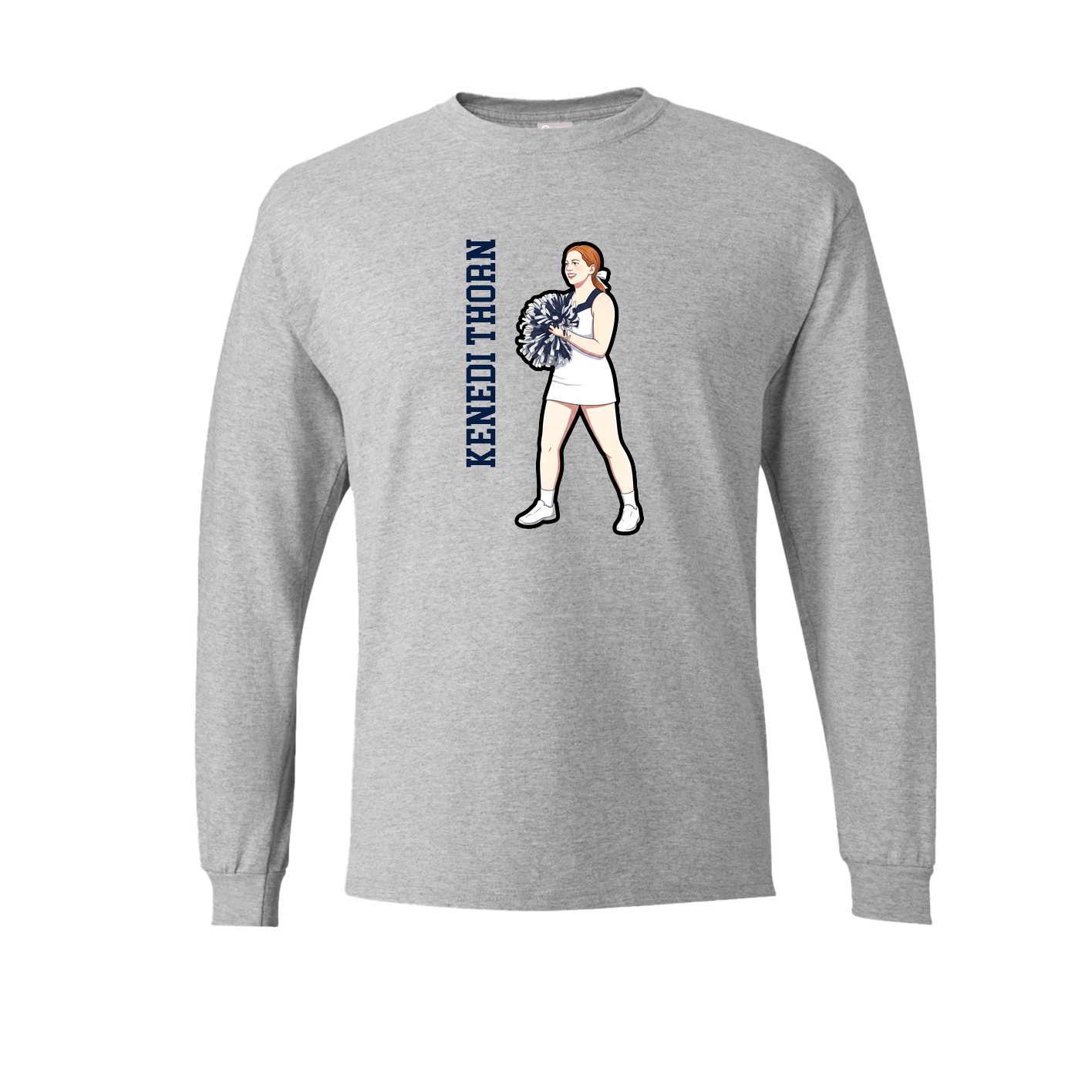 Long Sleeve Tee — Name Vertical in Grey