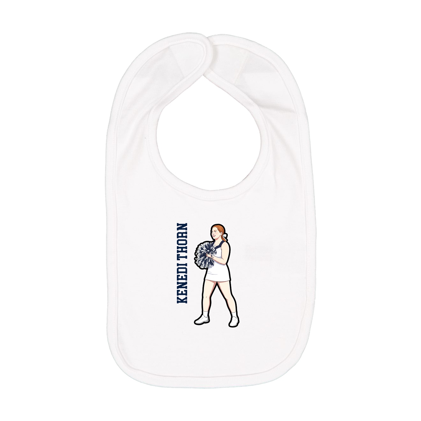 Infant Bib — Name Vertical in White