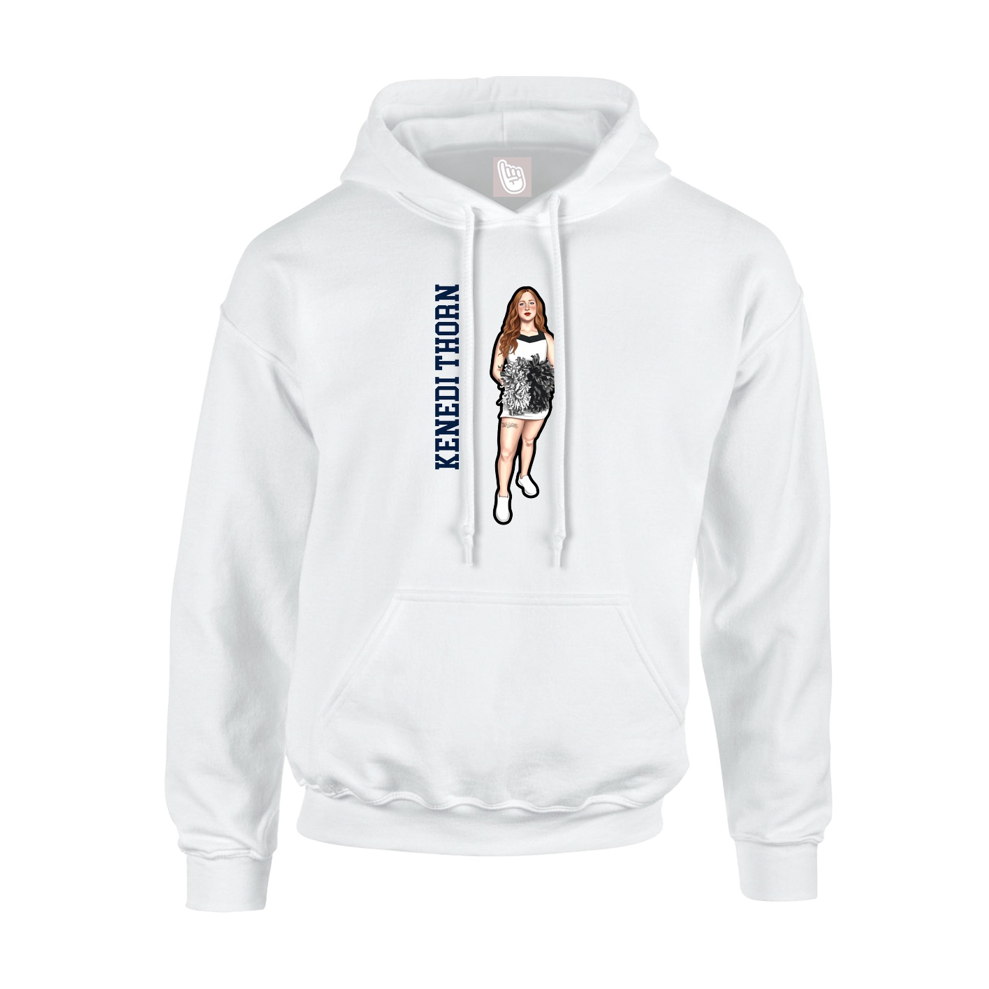 Youth Hoodie — Name Vertical in White