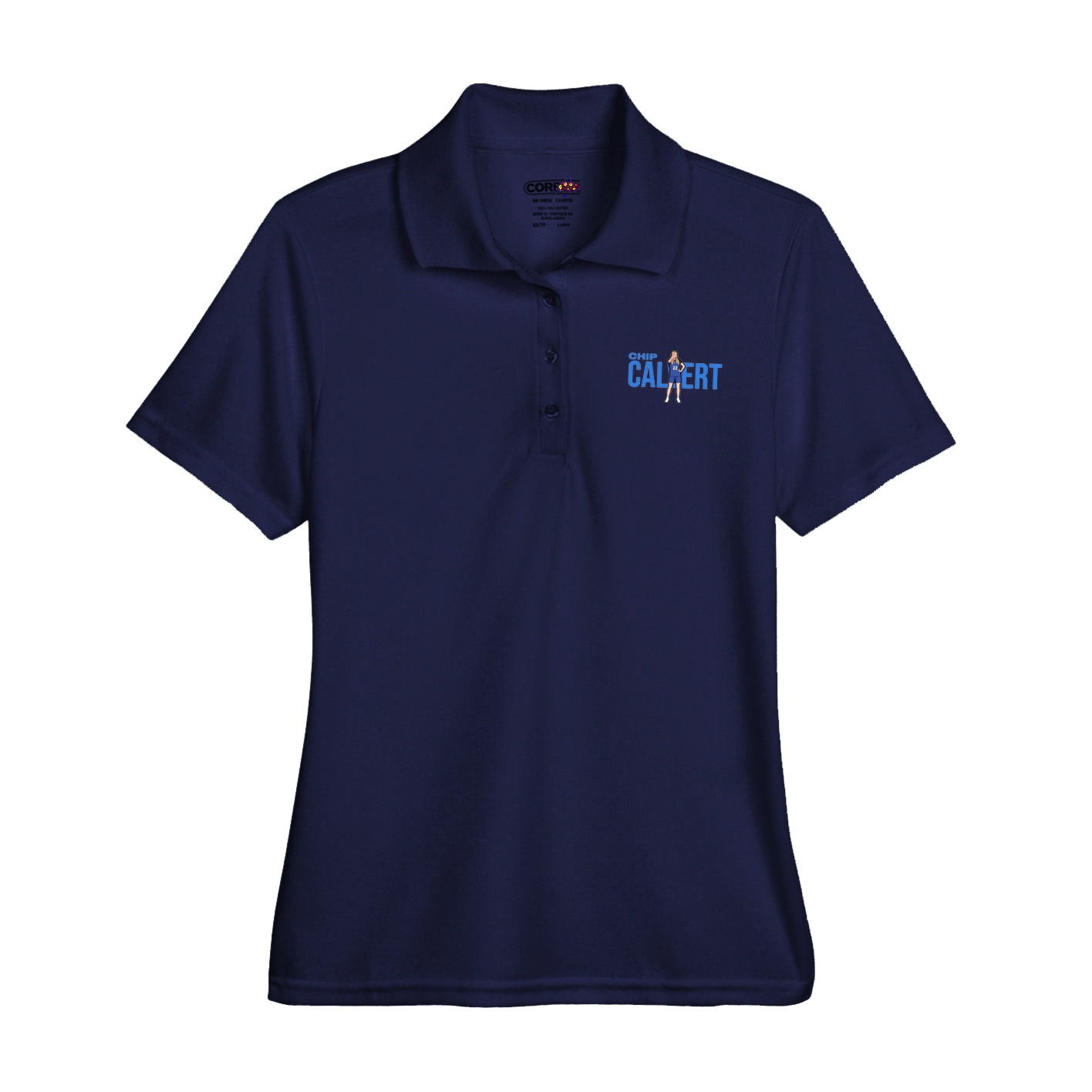 Womens Performance Polo — Player Name in Navy