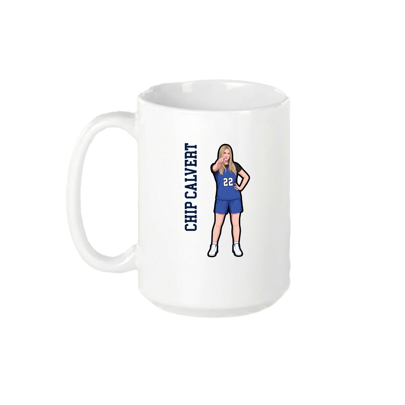15oz Coffee Mug — Name Vertical in White