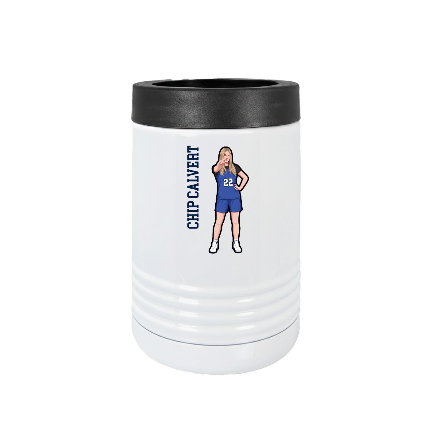 Beverage Holder — Name Vertical in White