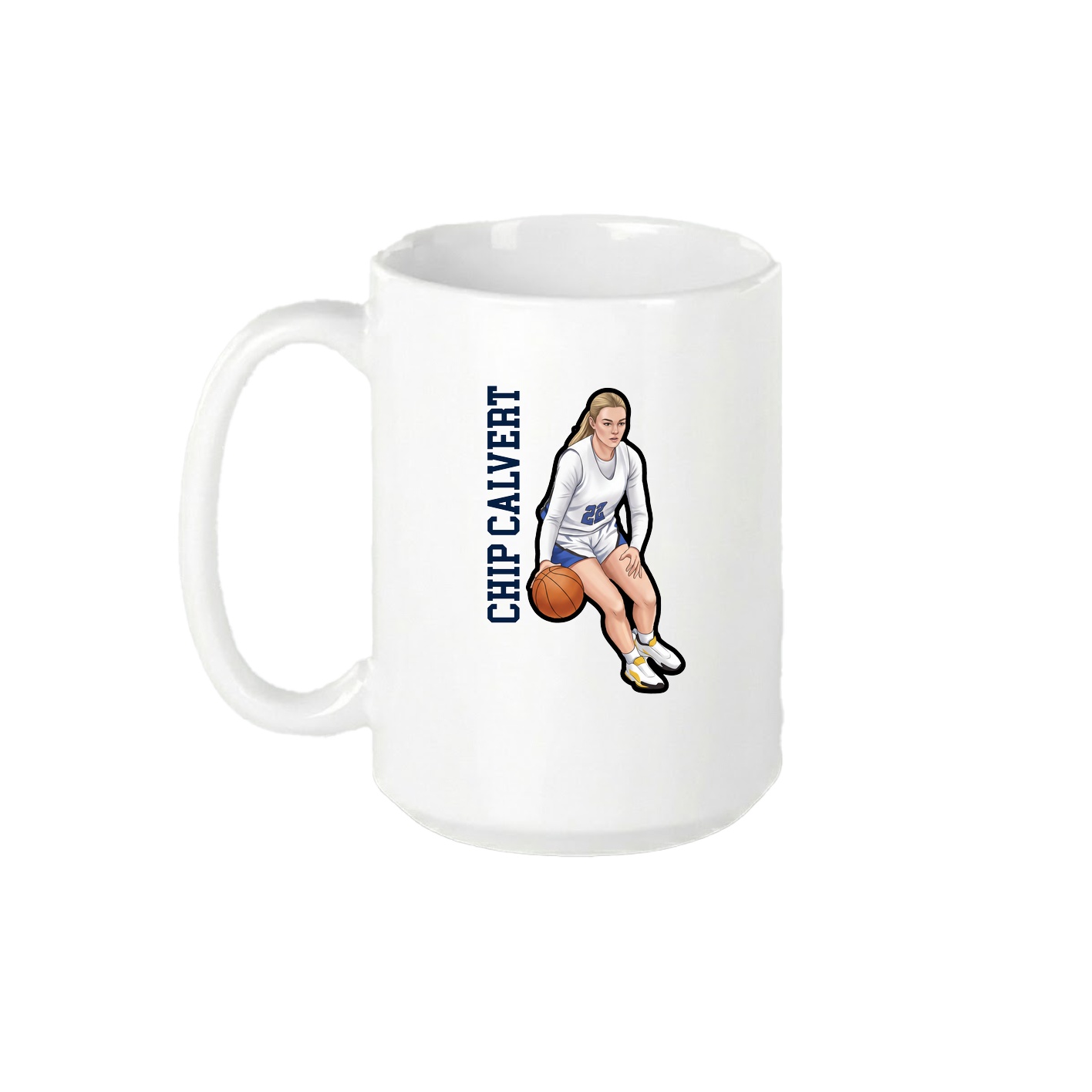 15oz Coffee Mug — Name Vertical in White