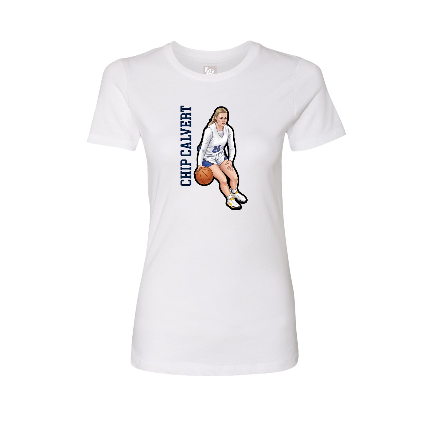 Fitted Women's Tee — Name Vertical in White
