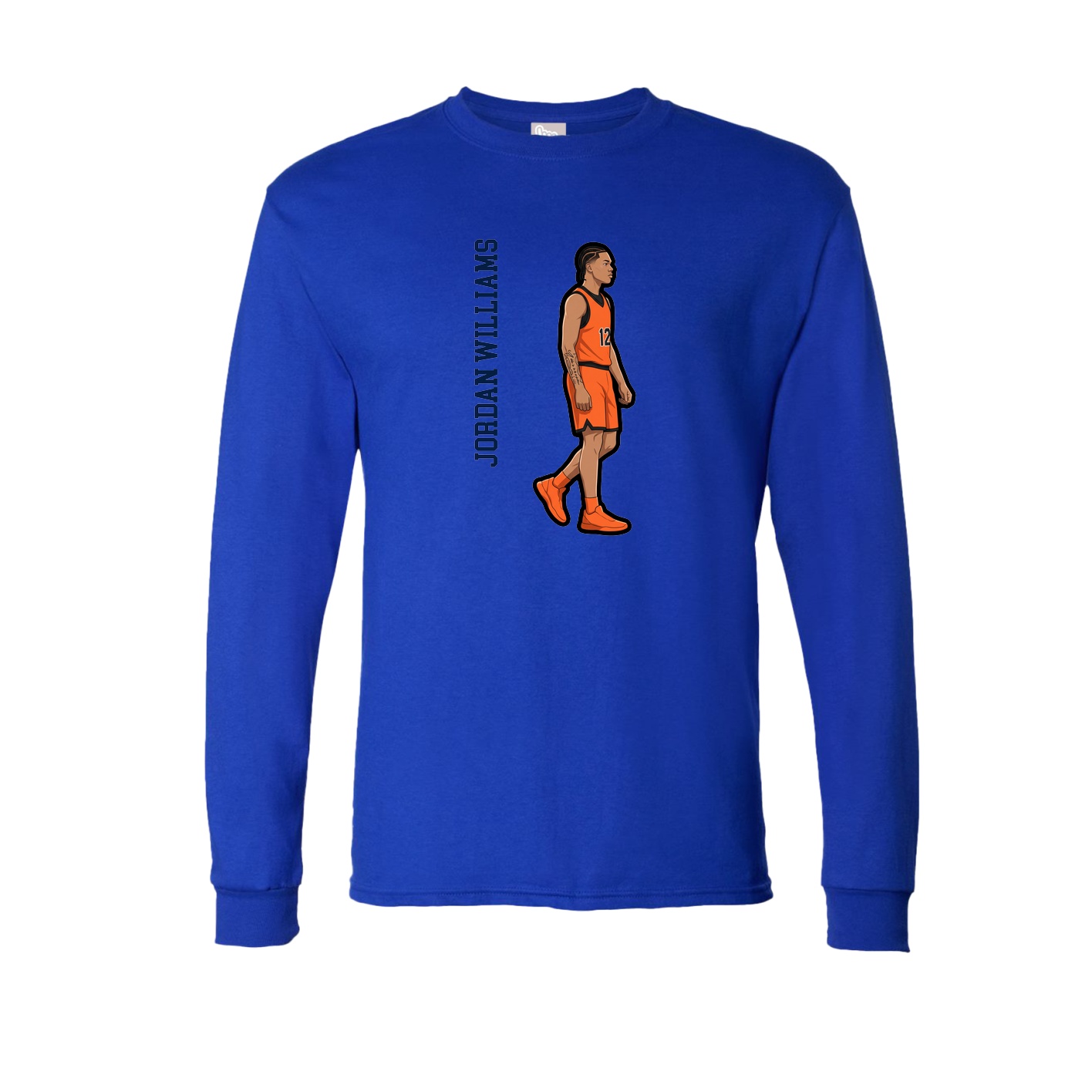 Long Sleeve Tee — Name Vertical in Royal