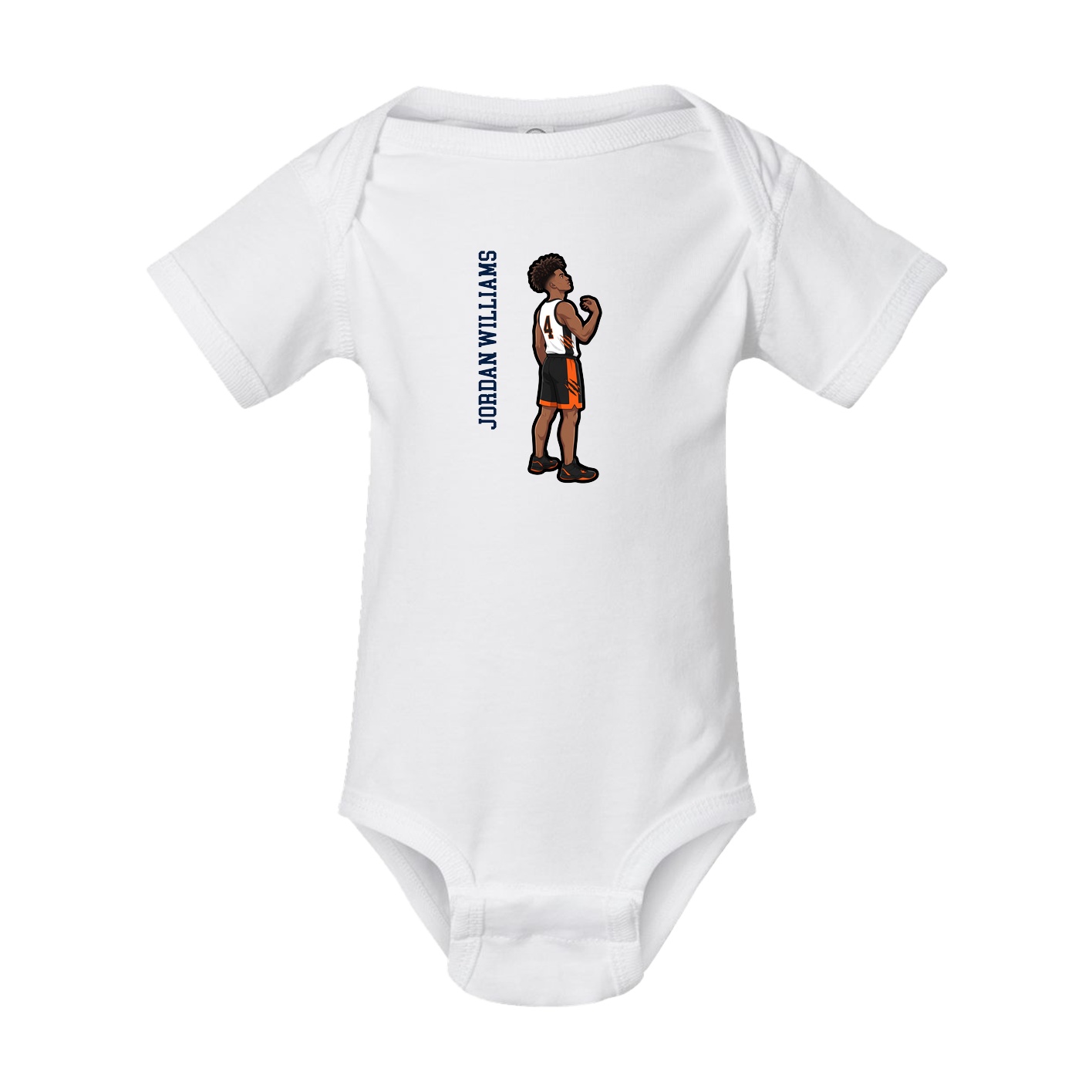 Baby Onesie — Name Vertical in White