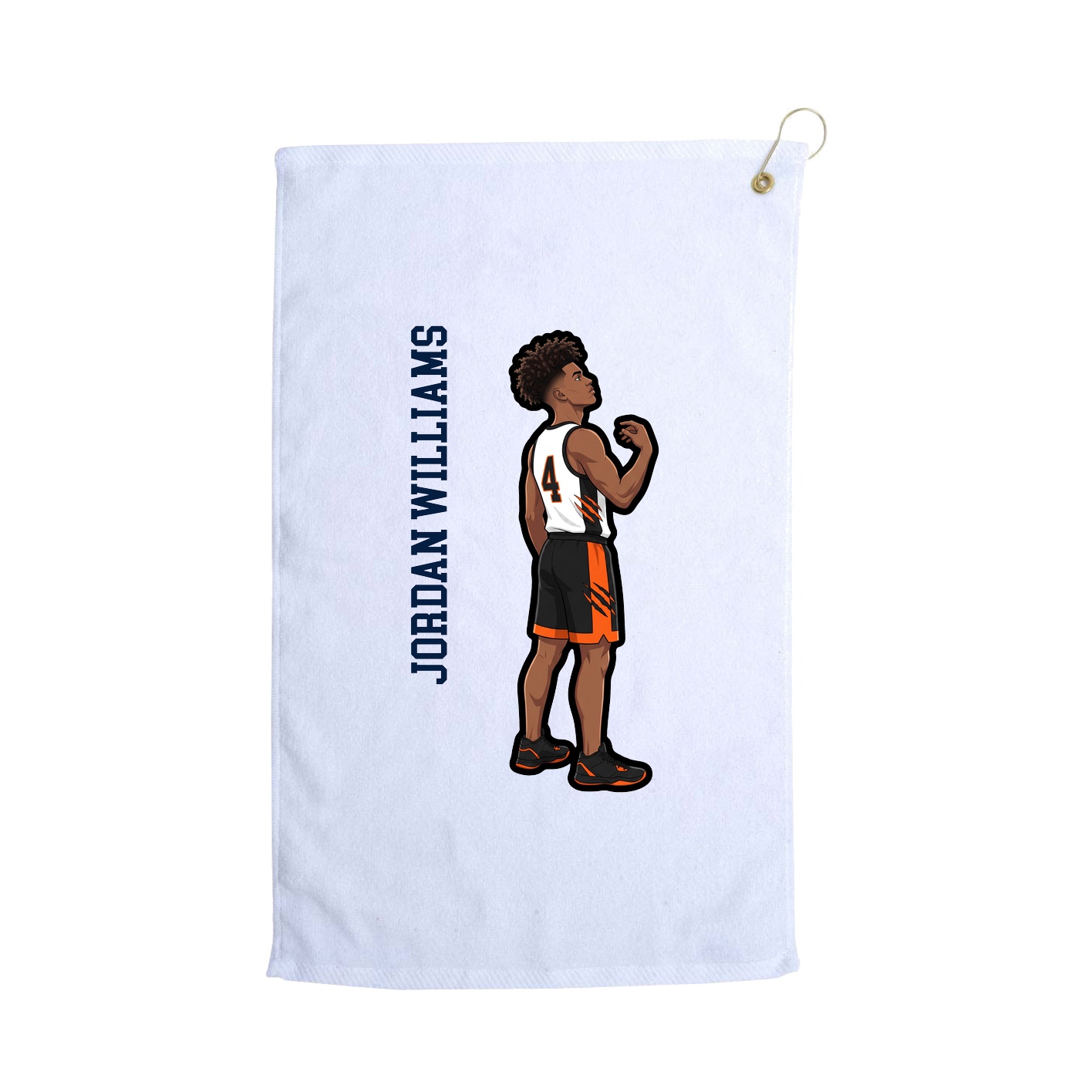 Golf Towel — Name Vertical in White