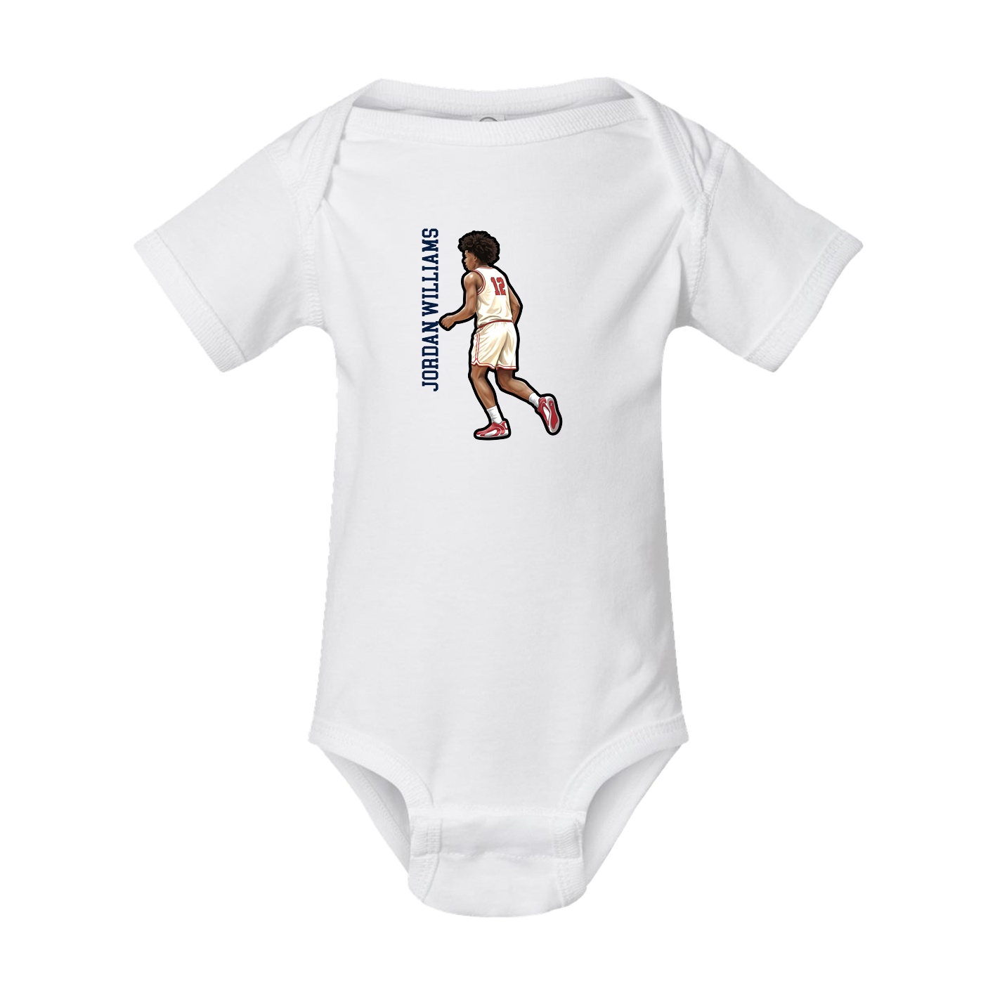 Baby Onesie — Name Vertical in White