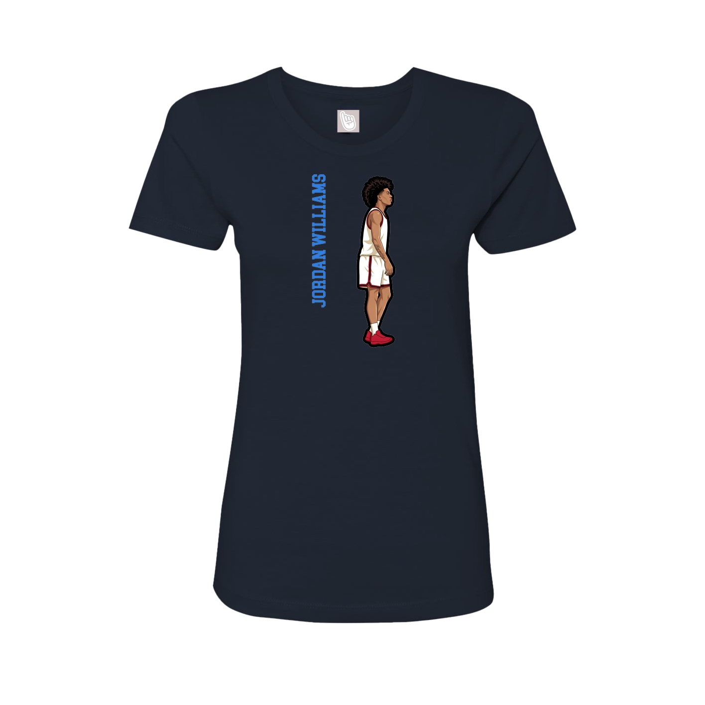 Womens Tee — Name Vertical in Navy
