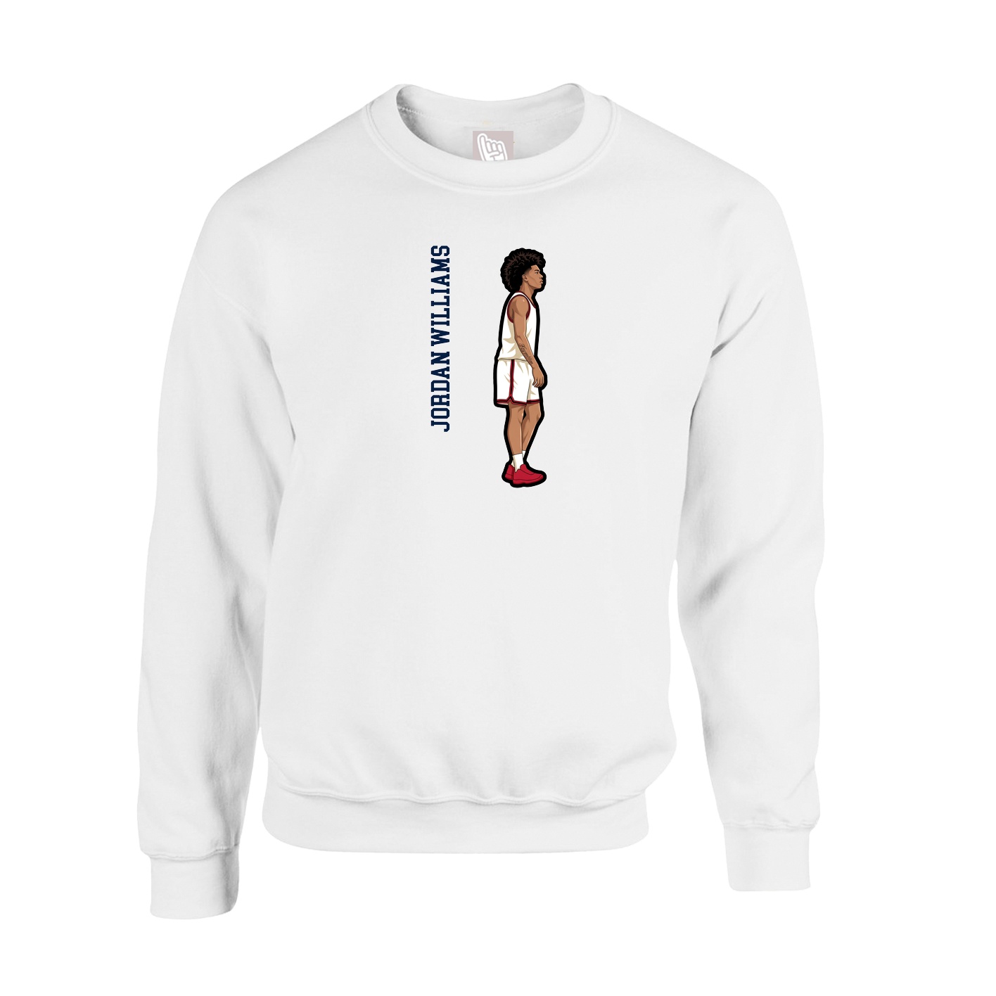 Fleece Crew — Name Vertical in White