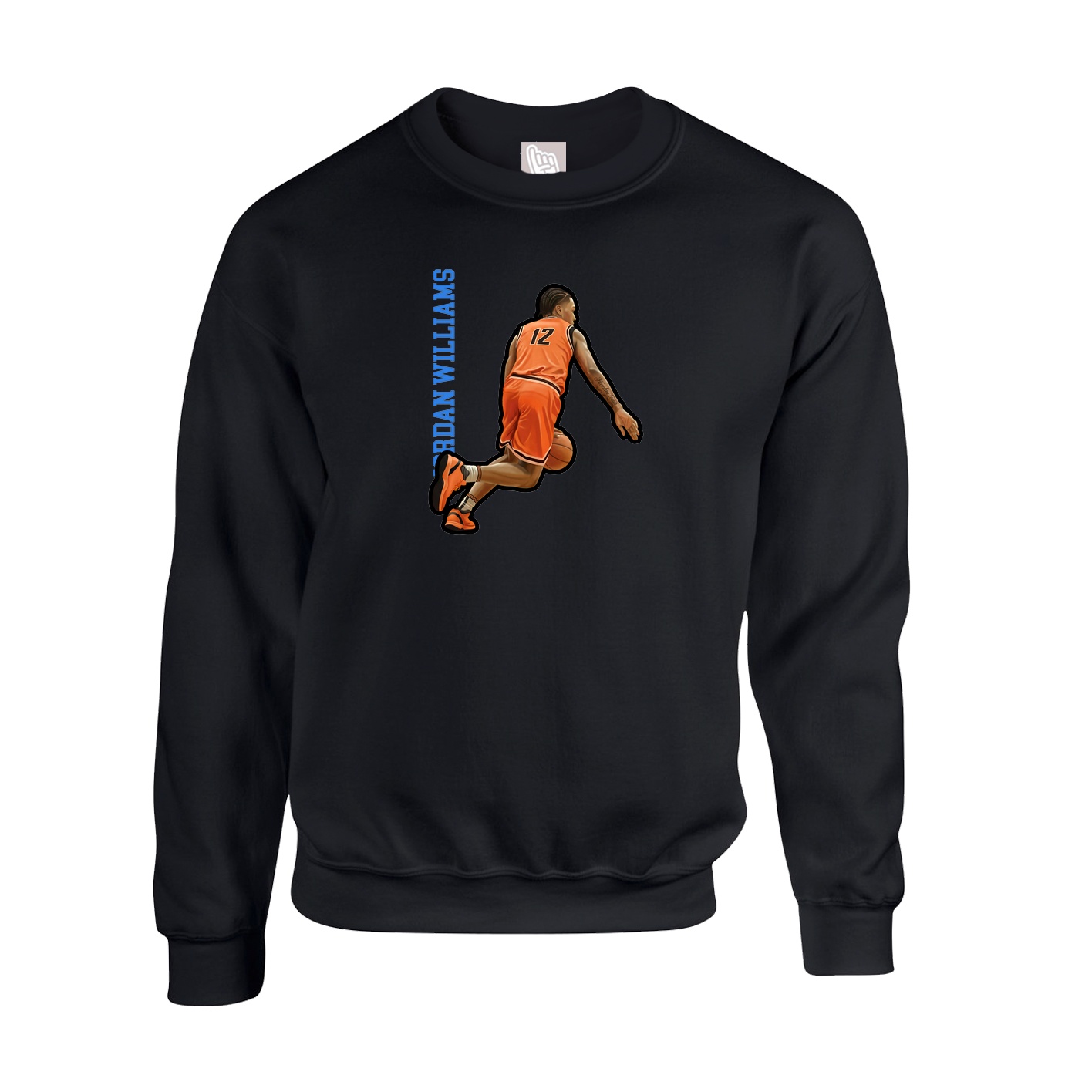 Fleece Crew — Name Vertical in Black
