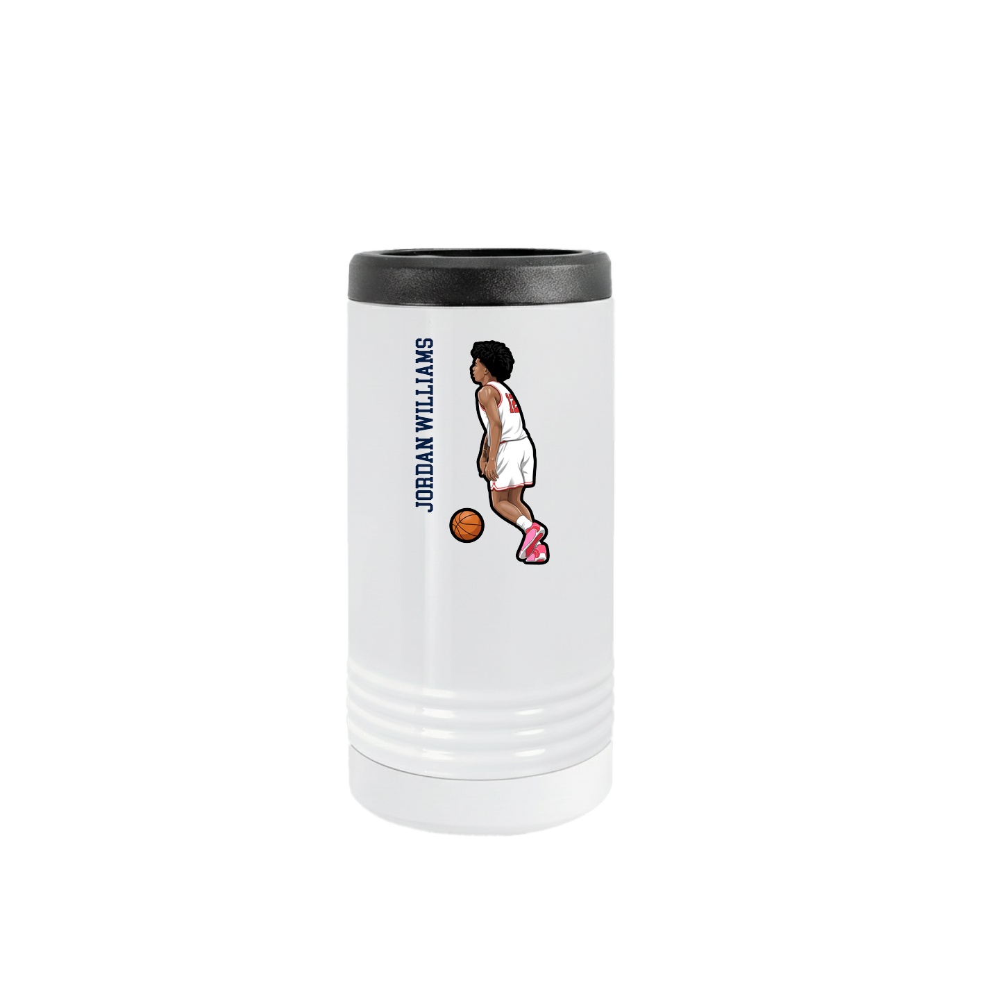 Slim Beverage Holder — Name Vertical in White