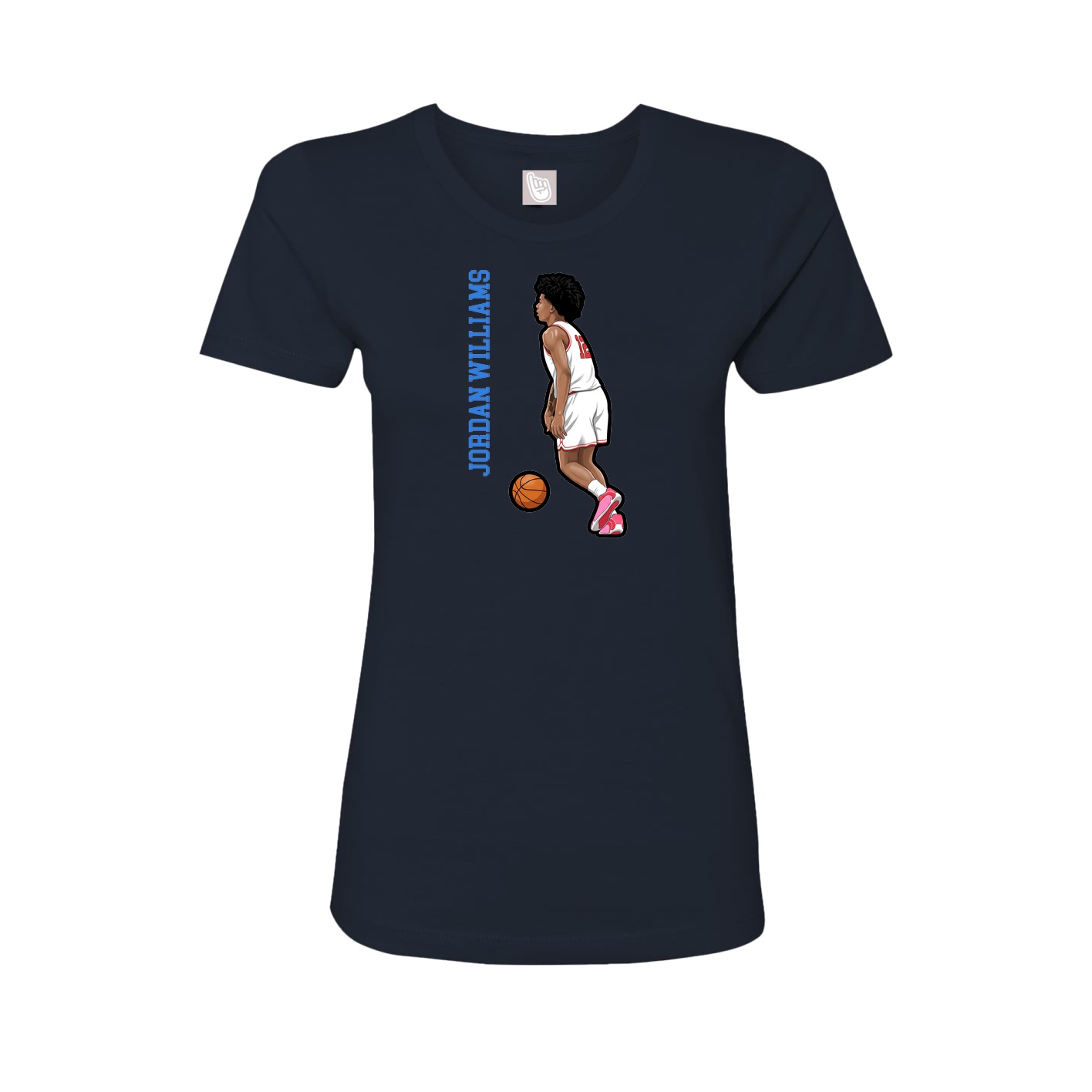 Womens Tee — Name Vertical in Navy