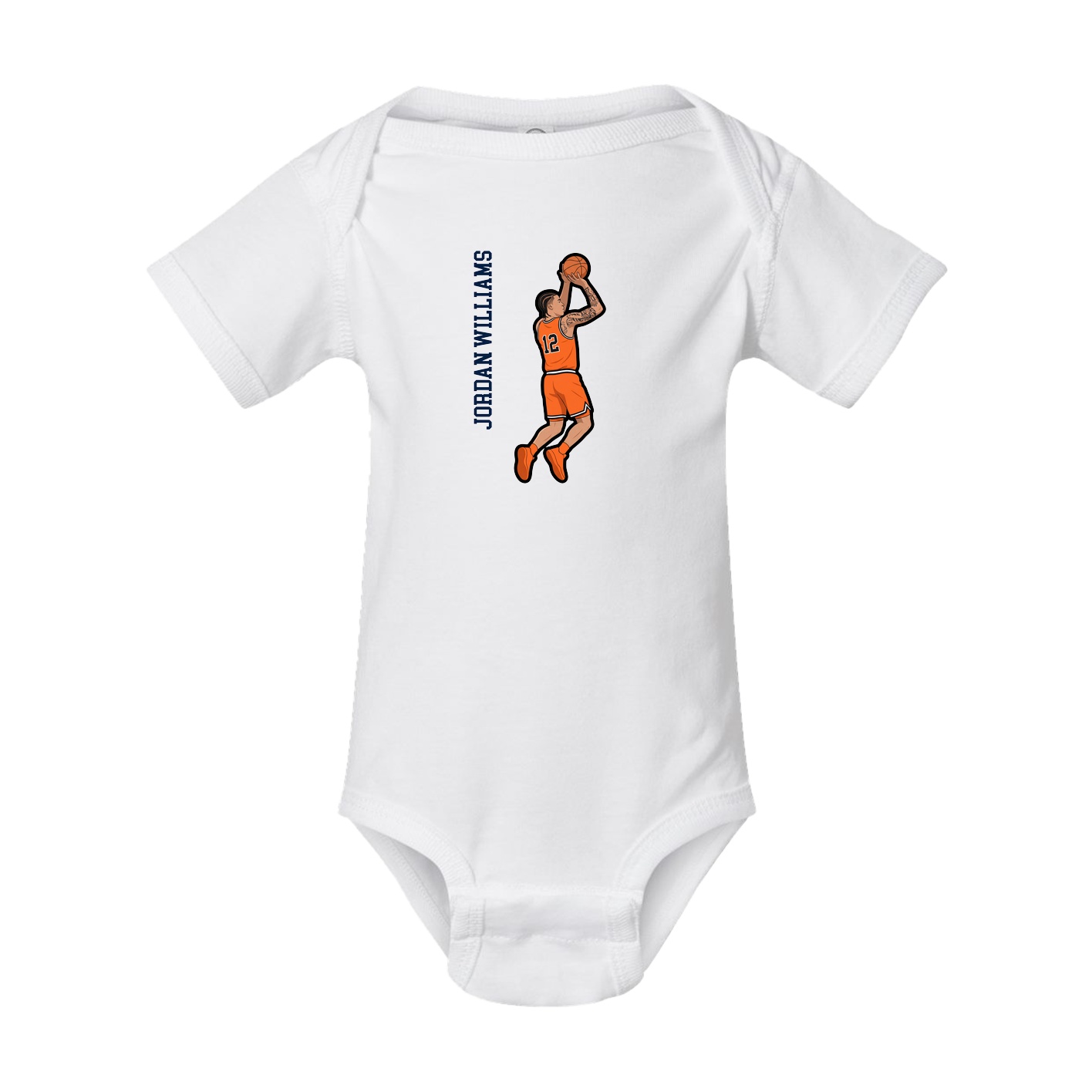 Baby Onesie — Name Vertical in White