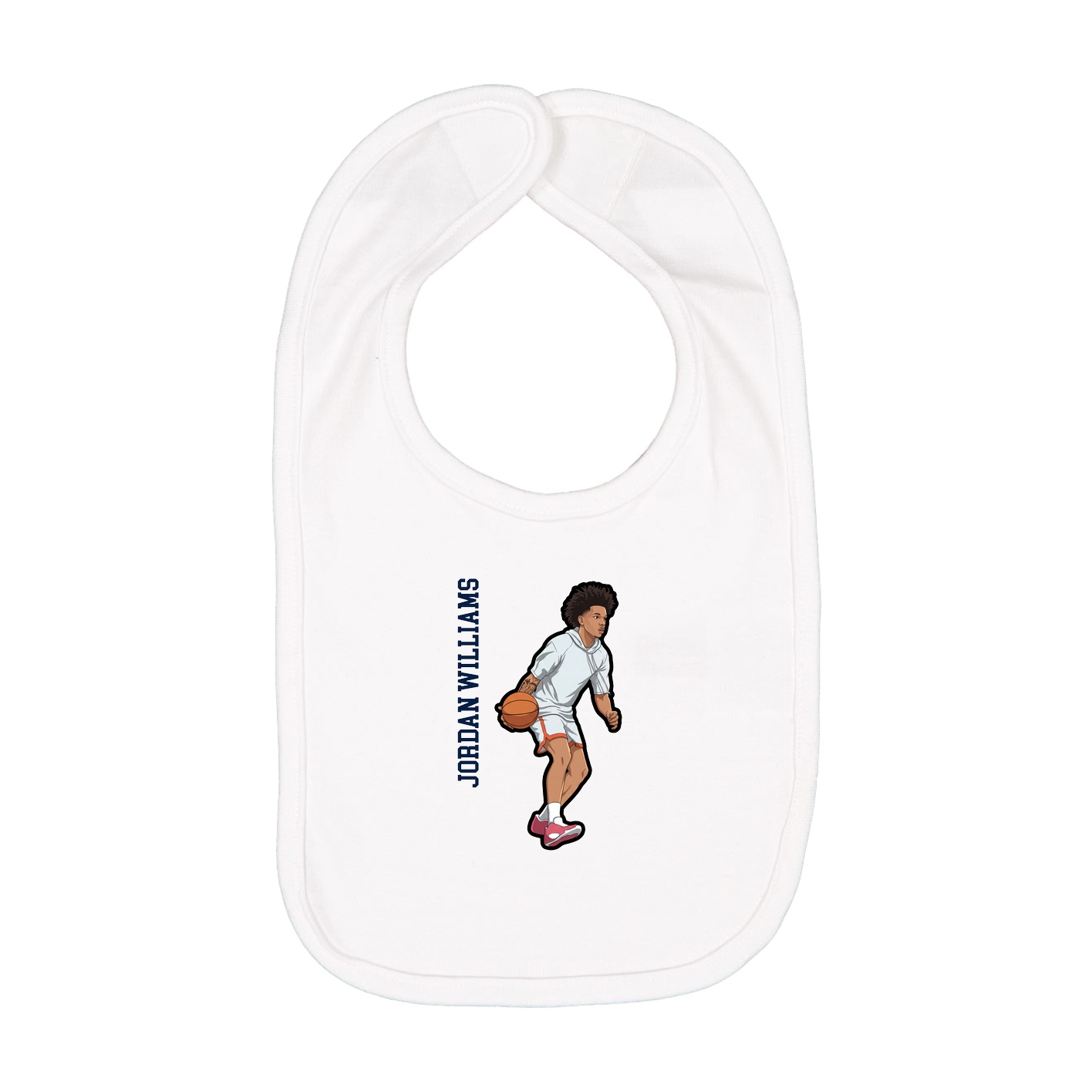 Infant Bib — Name Vertical in White