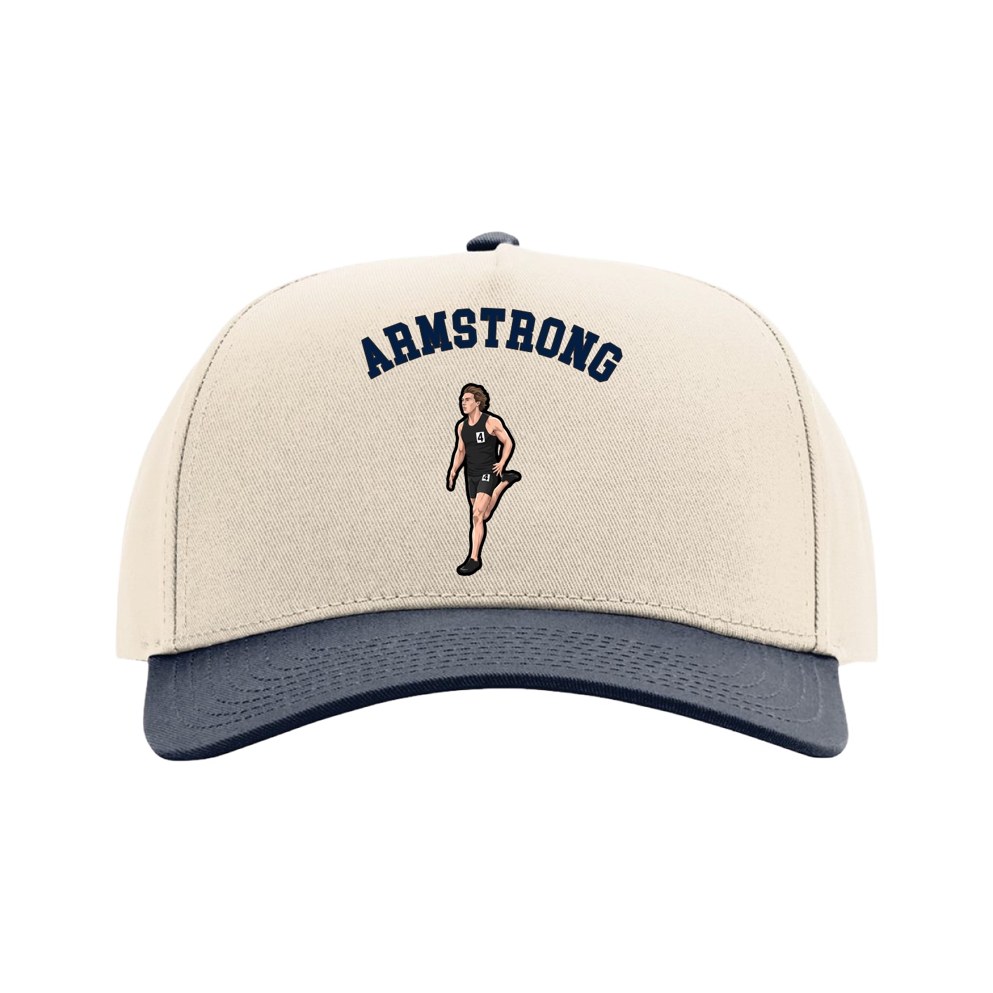 Full Fabric Five-Panel Champ Cap — Shirsey Arch in Cream/Navy