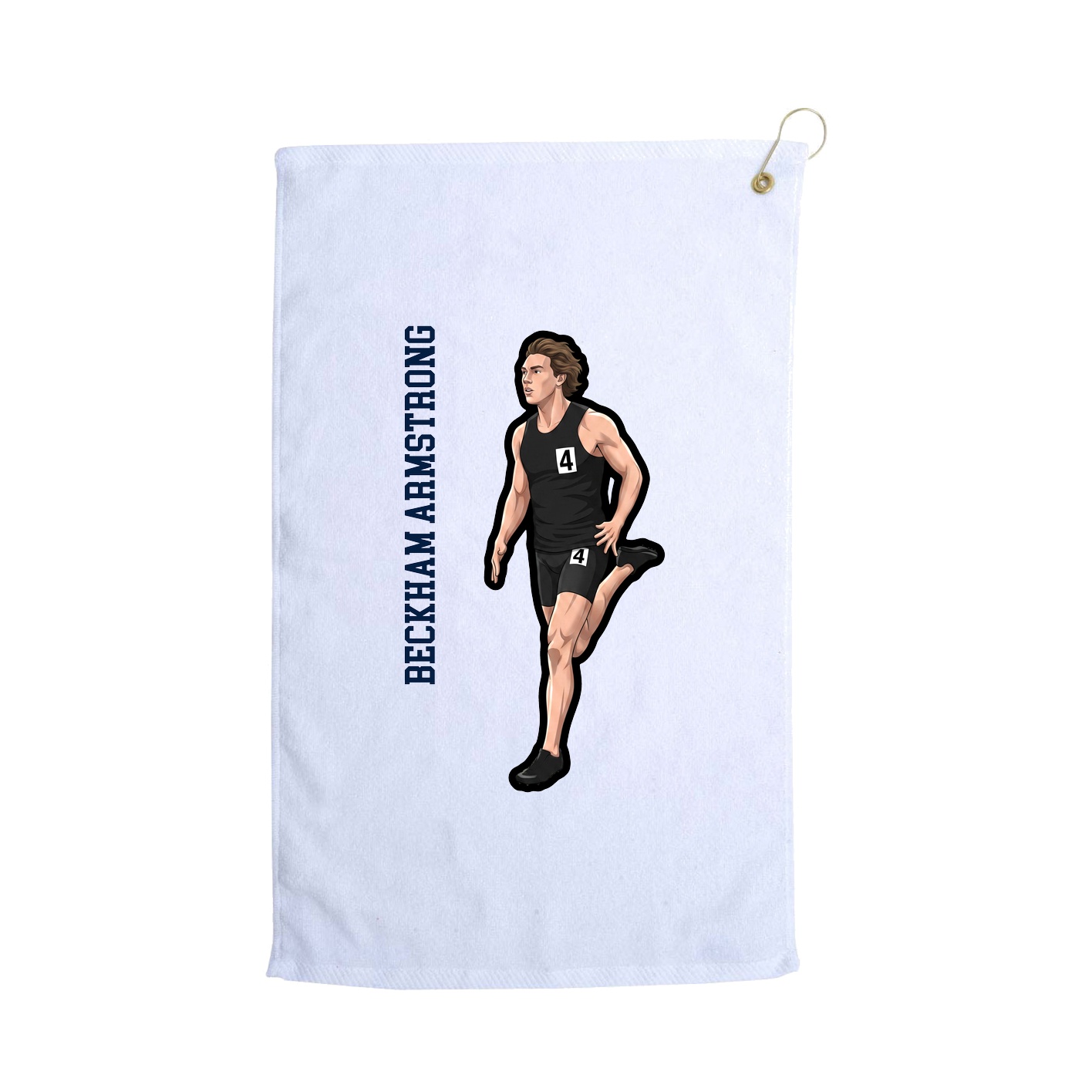 Golf Towel — Name Vertical in White