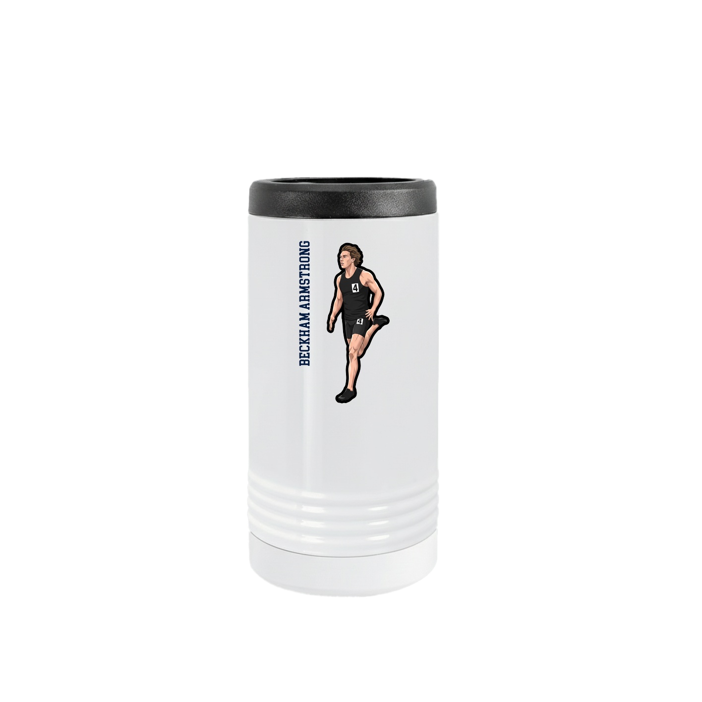 Slim Beverage Holder — Name Vertical in White