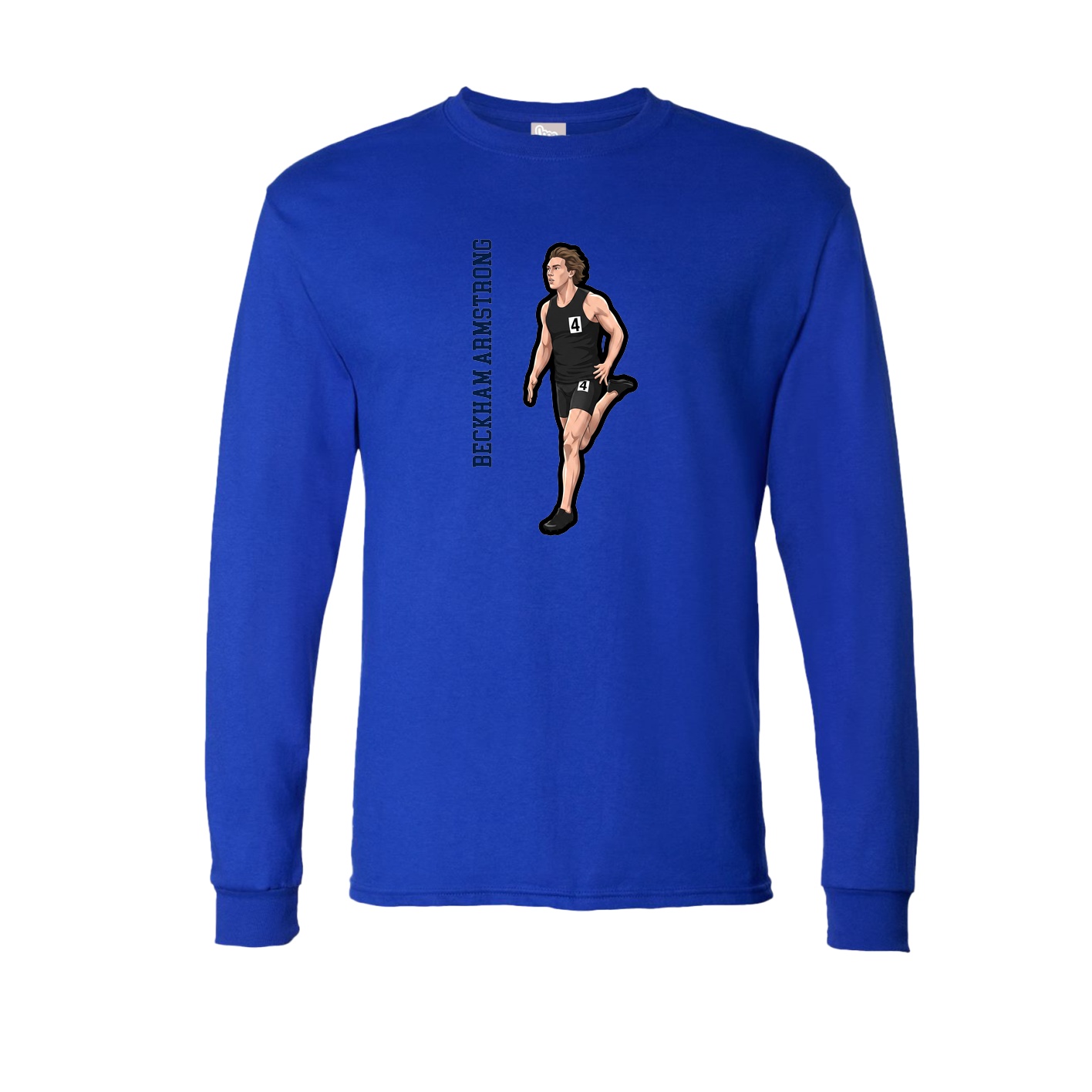 Long Sleeve Tee — Name Vertical in Royal