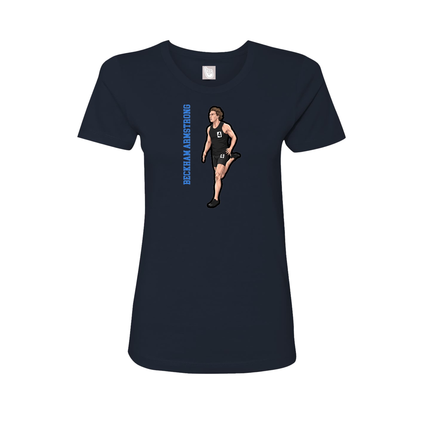 Fitted Women's Tee — Name Vertical in Navy