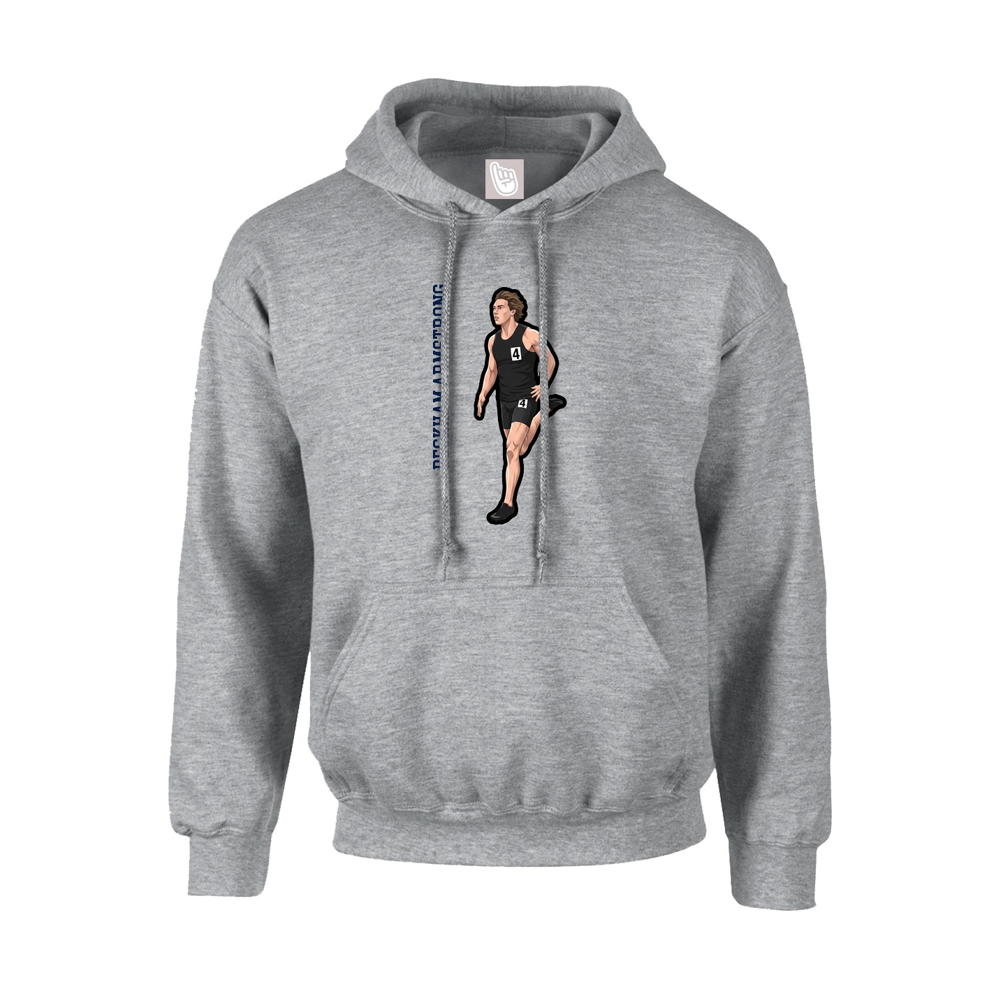 Hoodie — Name Vertical in Grey