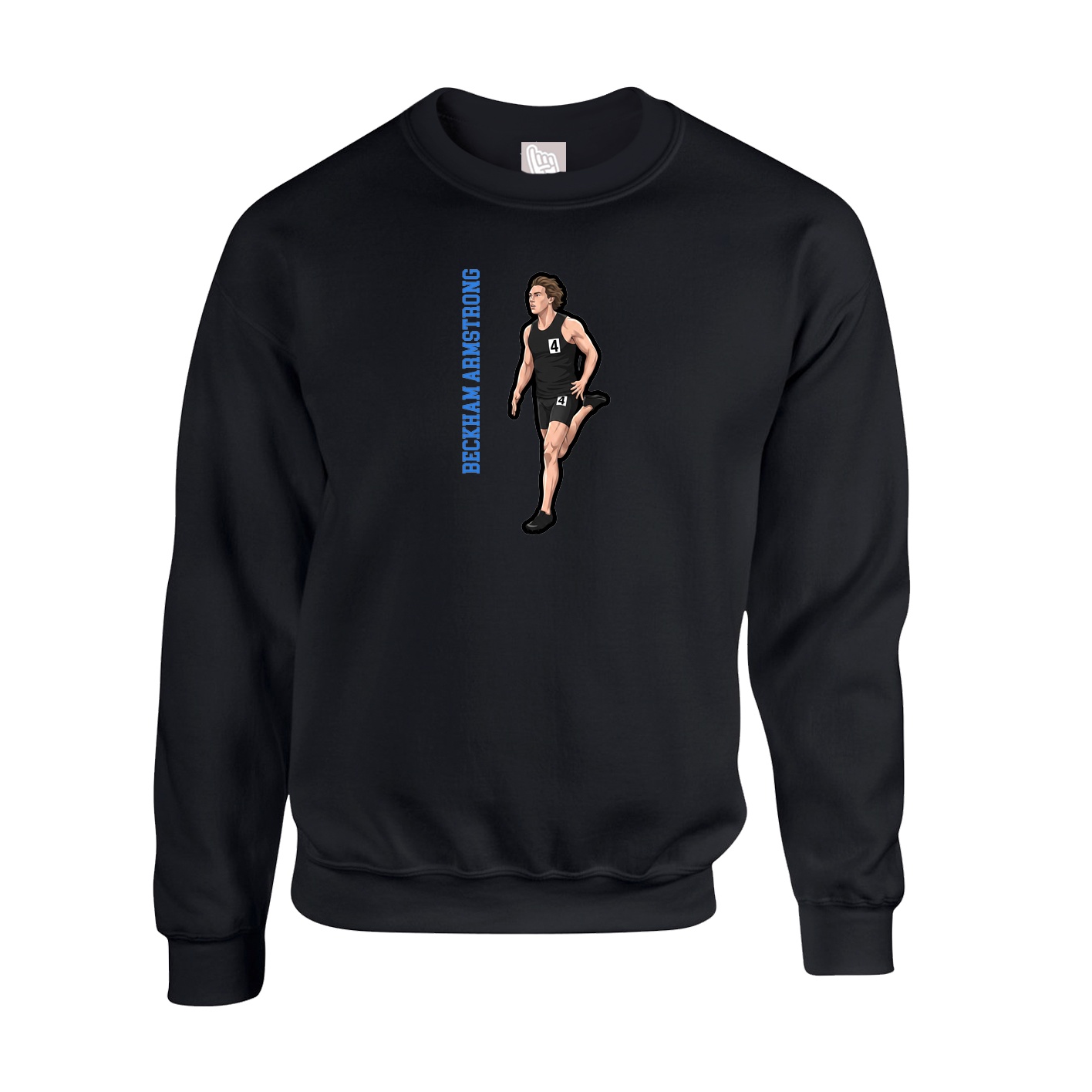Fleece Crew — Name Vertical in Black