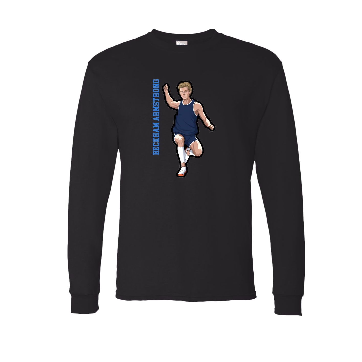 Long Sleeve Tee — Name Vertical in Black