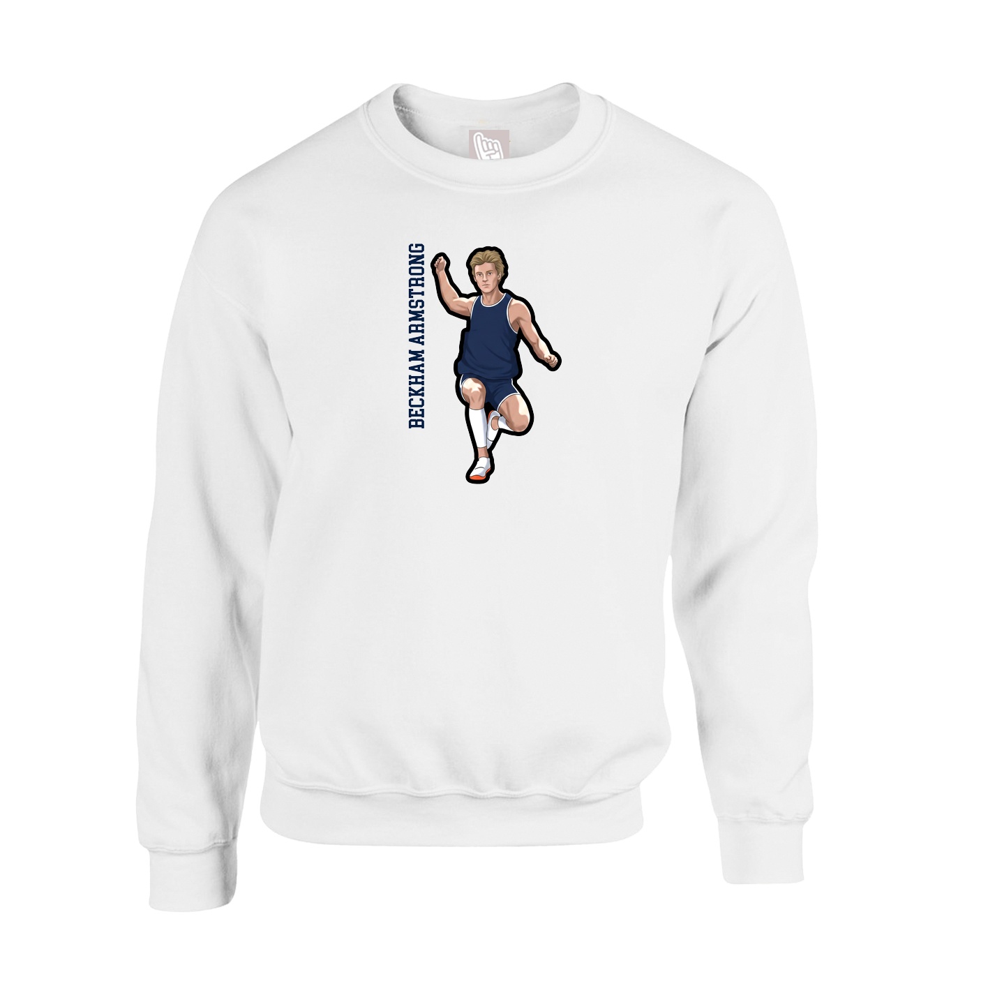 Fleece Crew — Name Vertical in White
