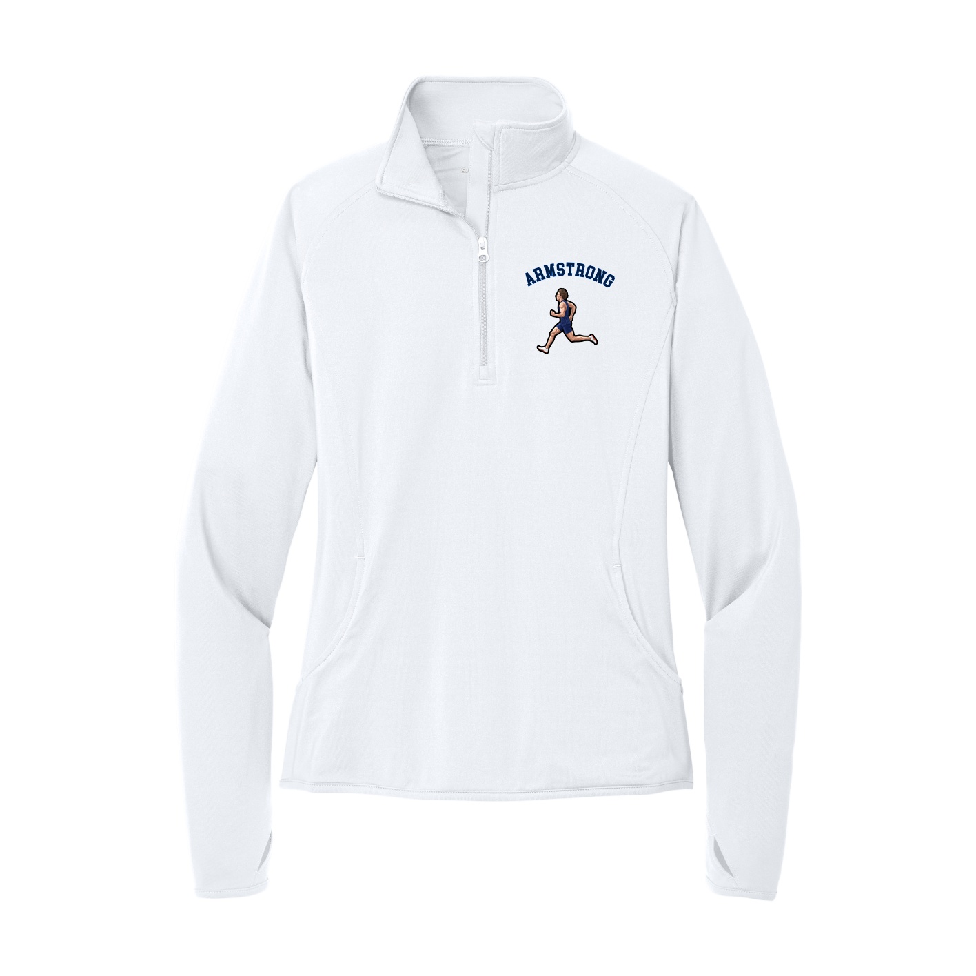 Women's Q-Zip Pullover — Shirsey Arch in White