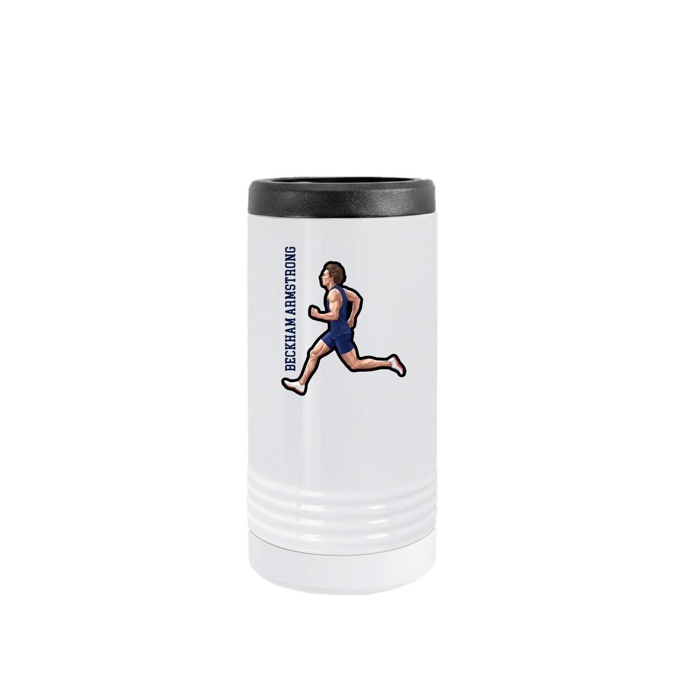 Slim Beverage Holder — Name Vertical in White