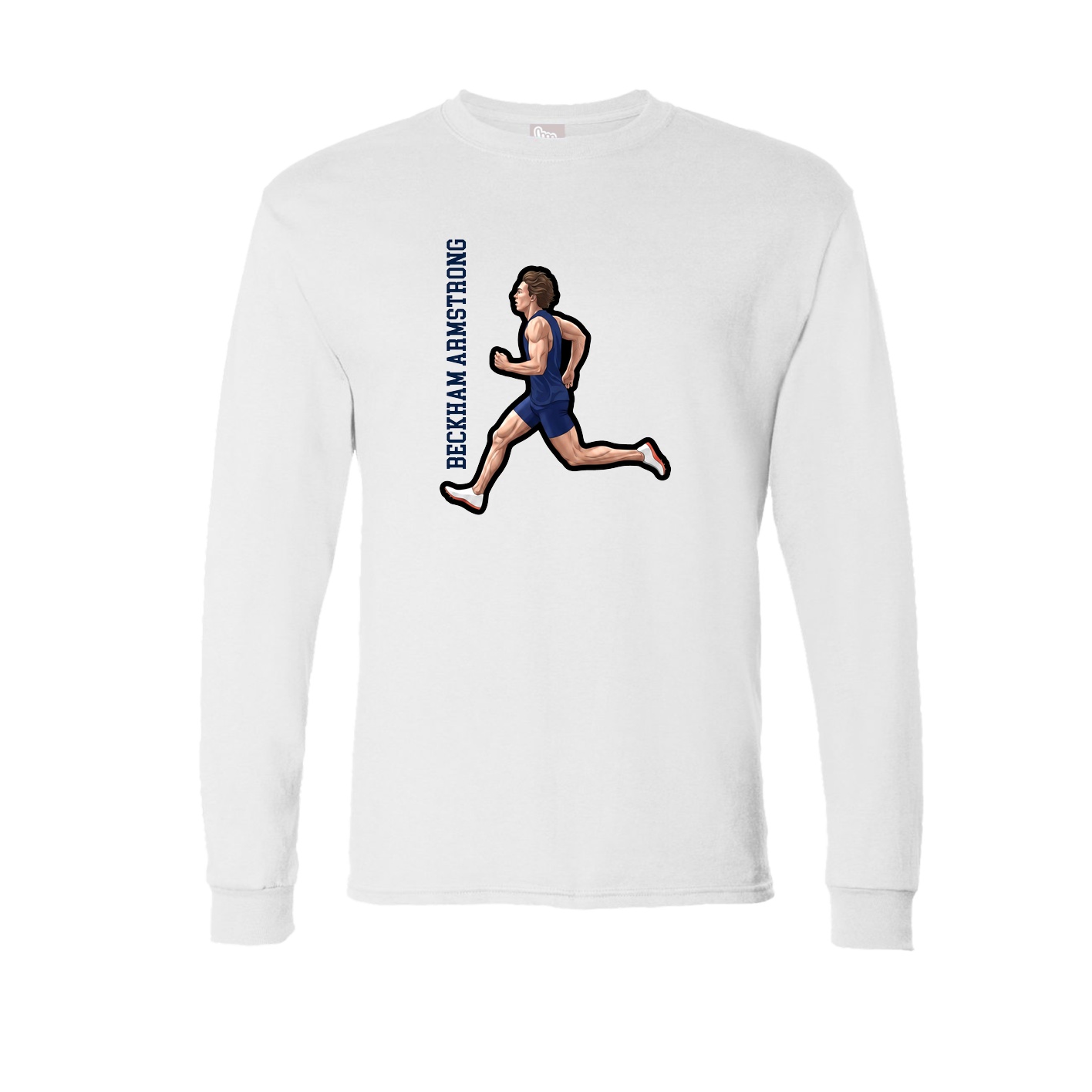 Long Sleeve Tee — Name Vertical in White