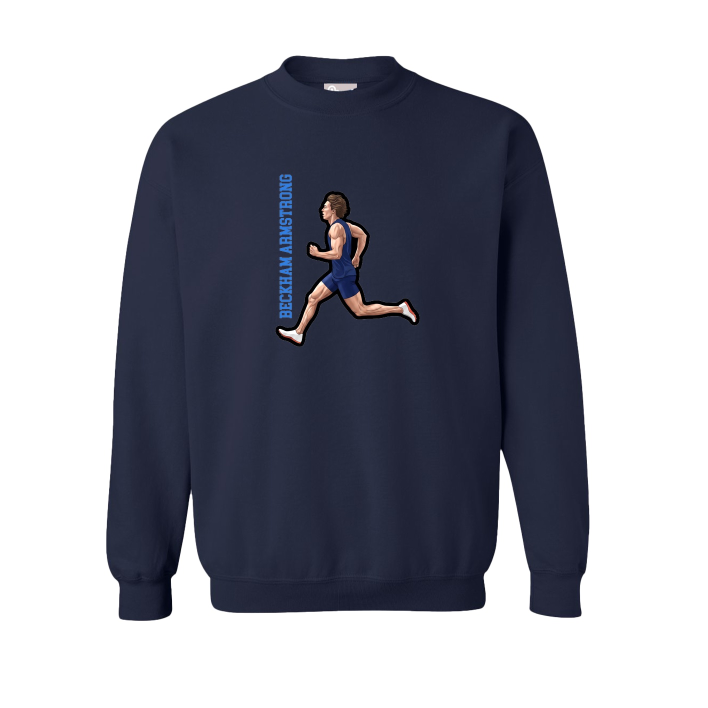 Fleece Crew — Name Vertical in Navy